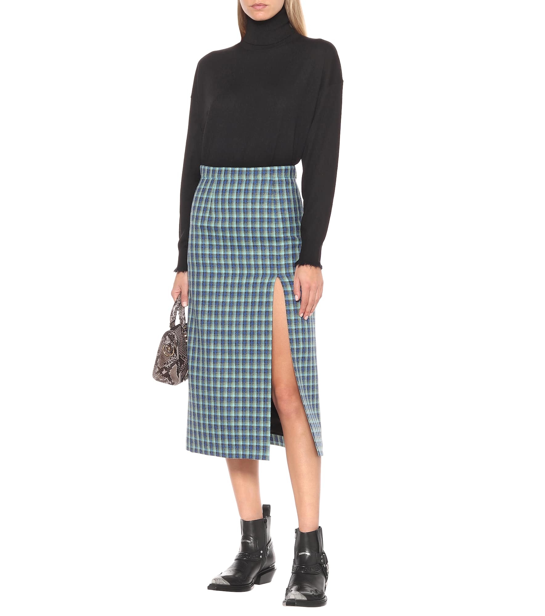 Checked wool pencil skirt - 2