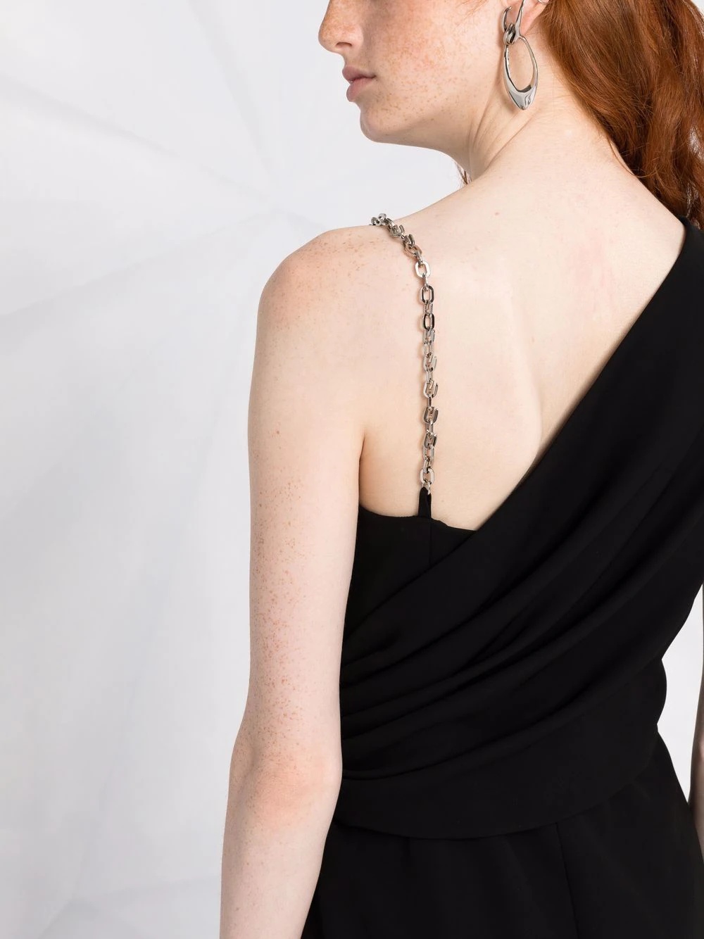 chain-strap asymmetric-neck dress - 3