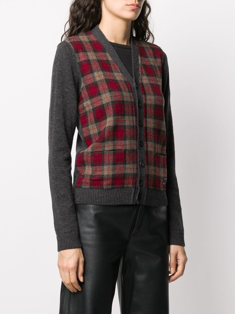 tartan check cardigan - 3