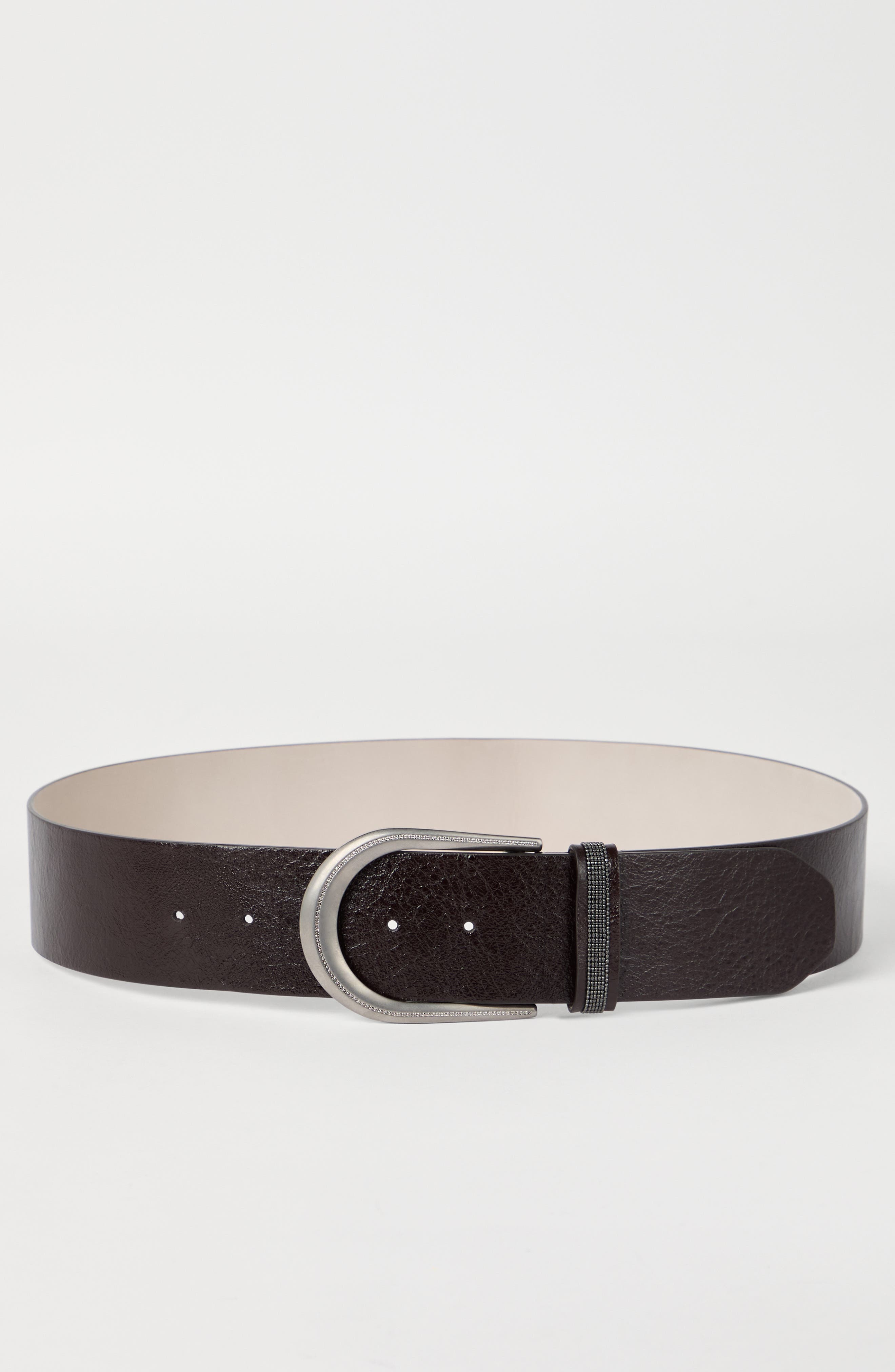 Brunello Cucinelli Glossy calfskin belt in Black at Nordstrom - 2
