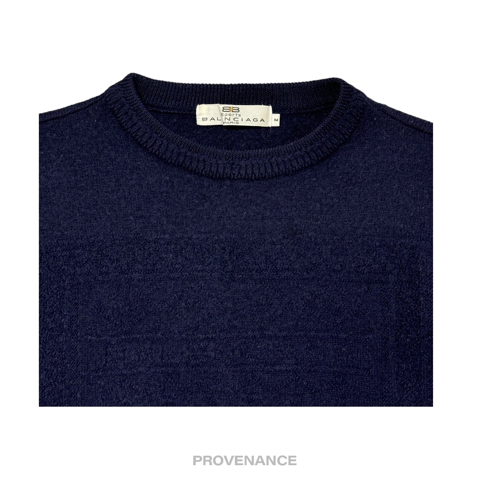 Balenciaga Crewneck Wool Sweatshirt - Deep Navy M - 6