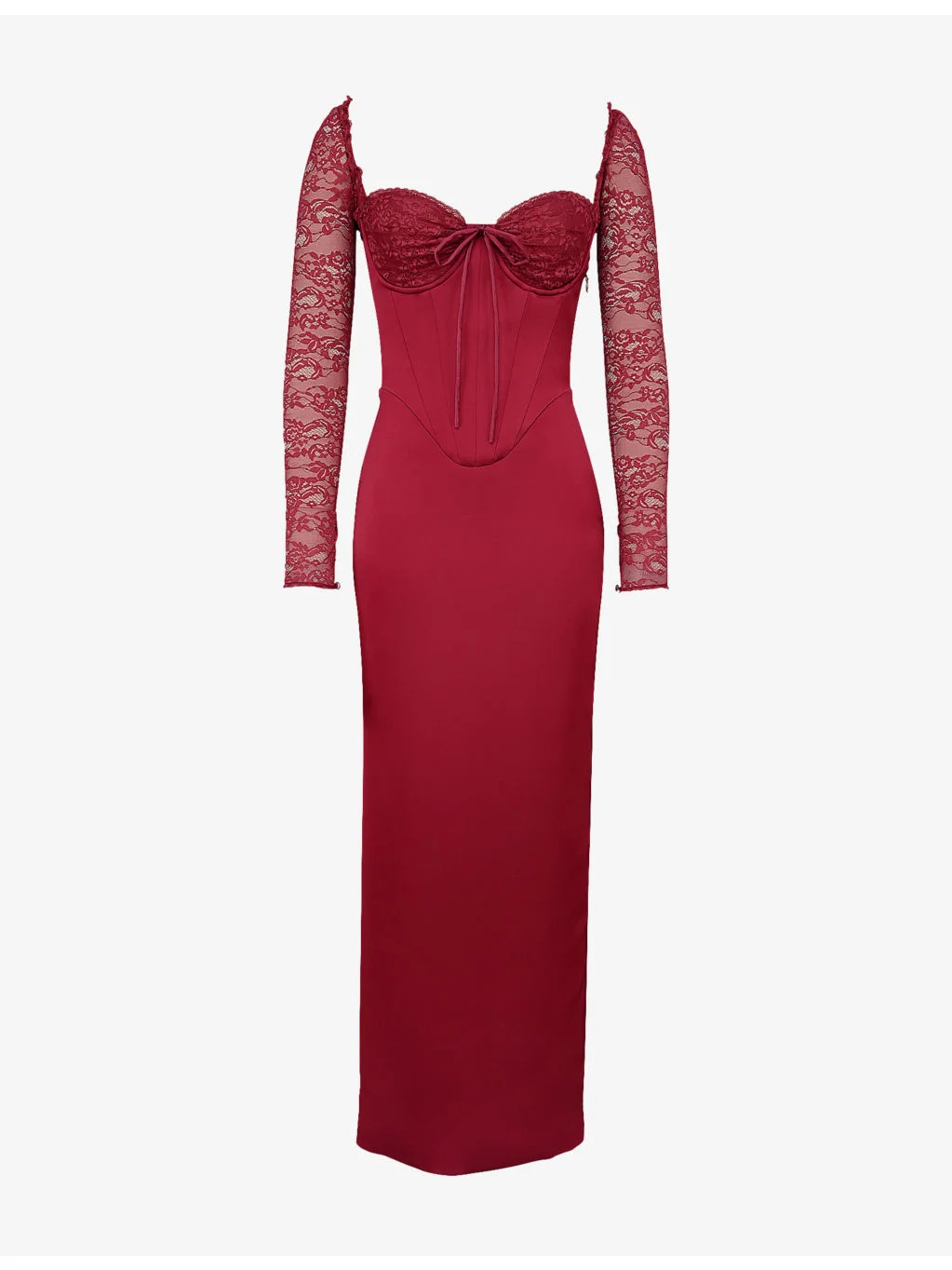Perdi Corset-Bodice Satin Maxi Dress - 1