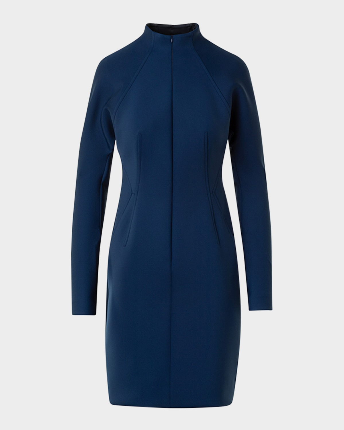 Techno Neoprene Long-Sleeve Zip-Front Dress - 1