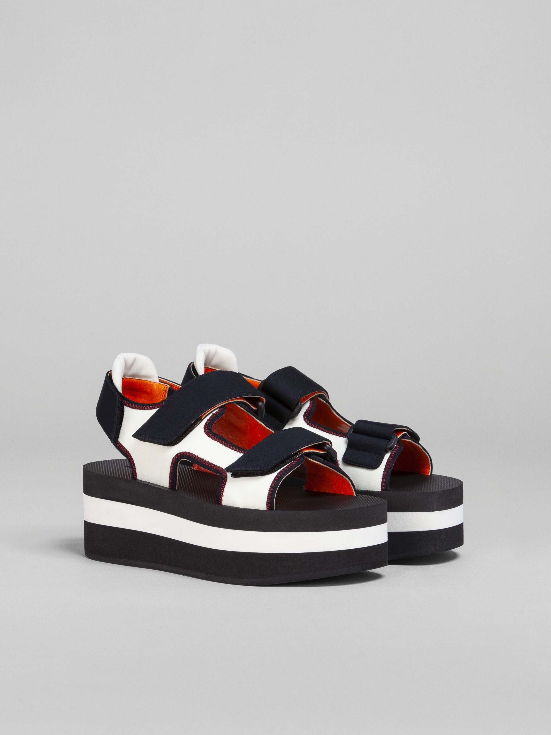 BLACK AND WHITE TECHNICAL FABRIC SANDAL - 2