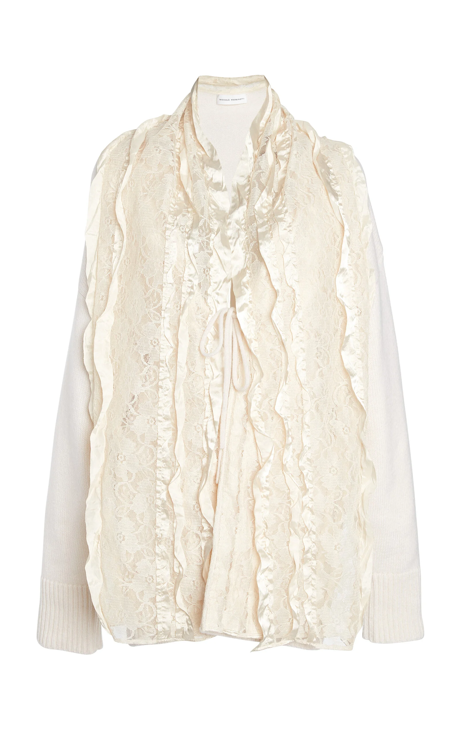 Centrino Lace-Paneled Cashmere-Blend Cardigan off-white - 1