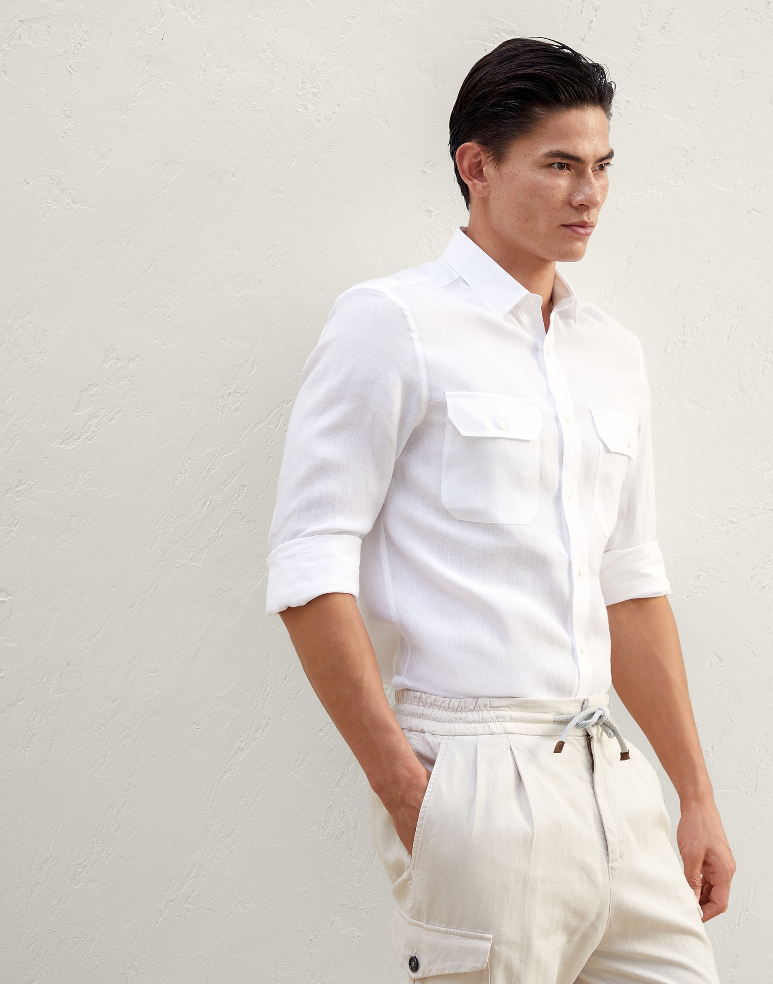 Hemp easy fit shirt with chest pockets - 4