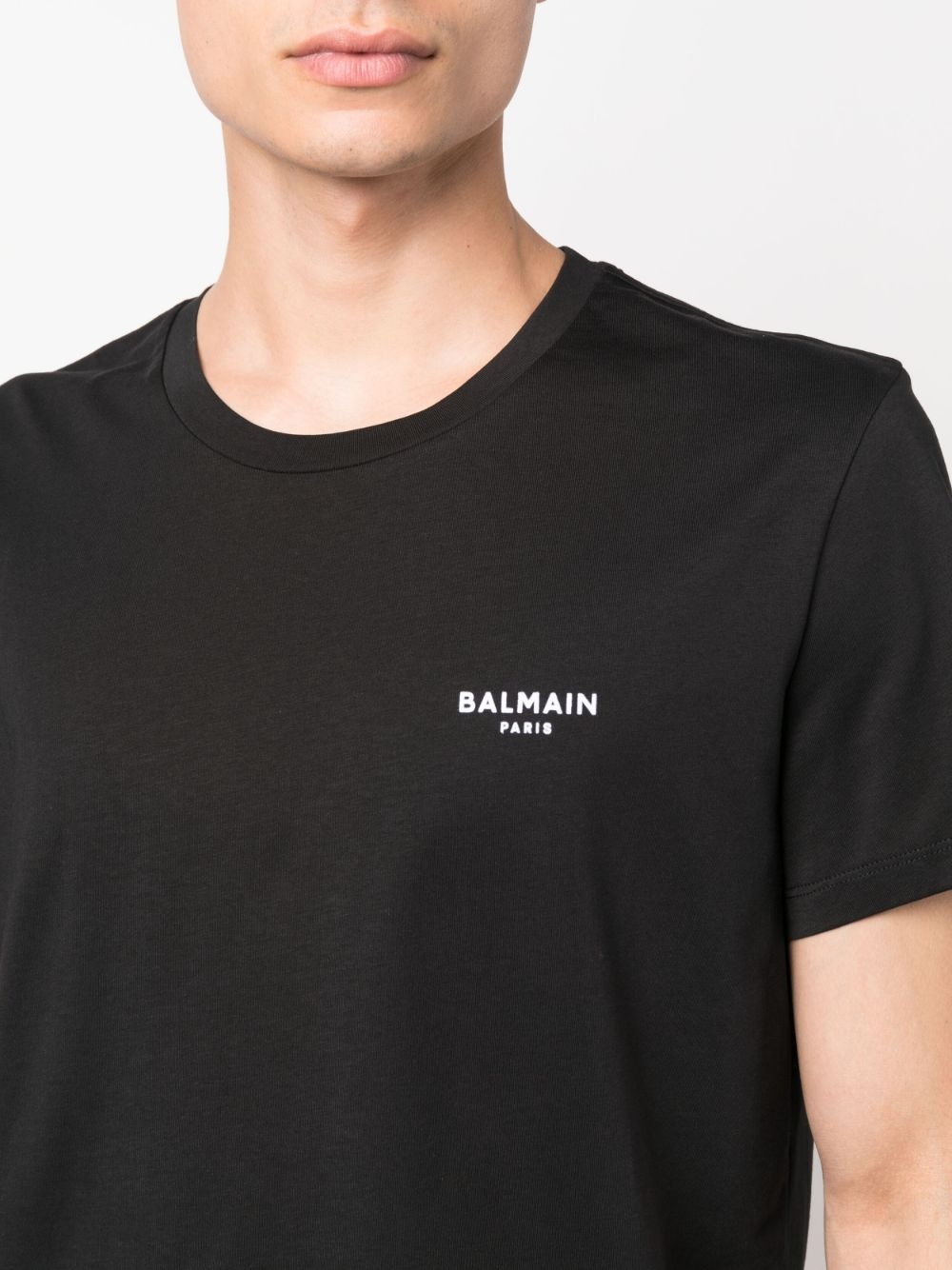 flocked-logo cotton T-shirt - 5