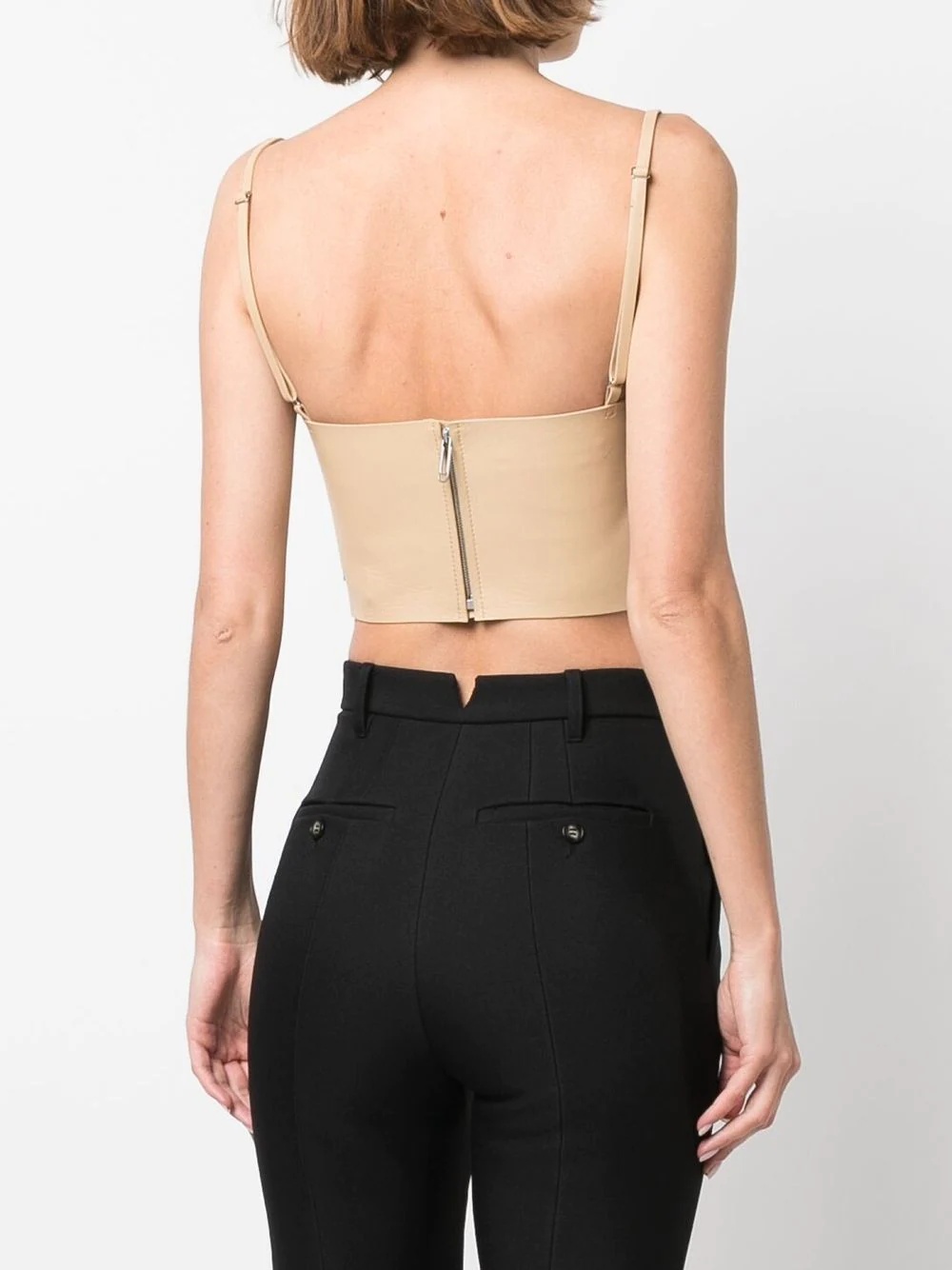 cropped leather bustier top - 4