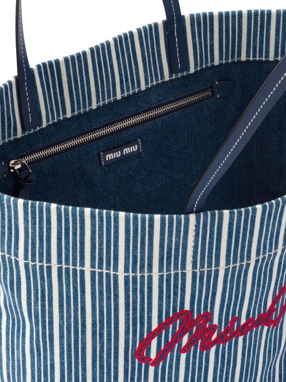 embroidered logo denim tote bag - 5