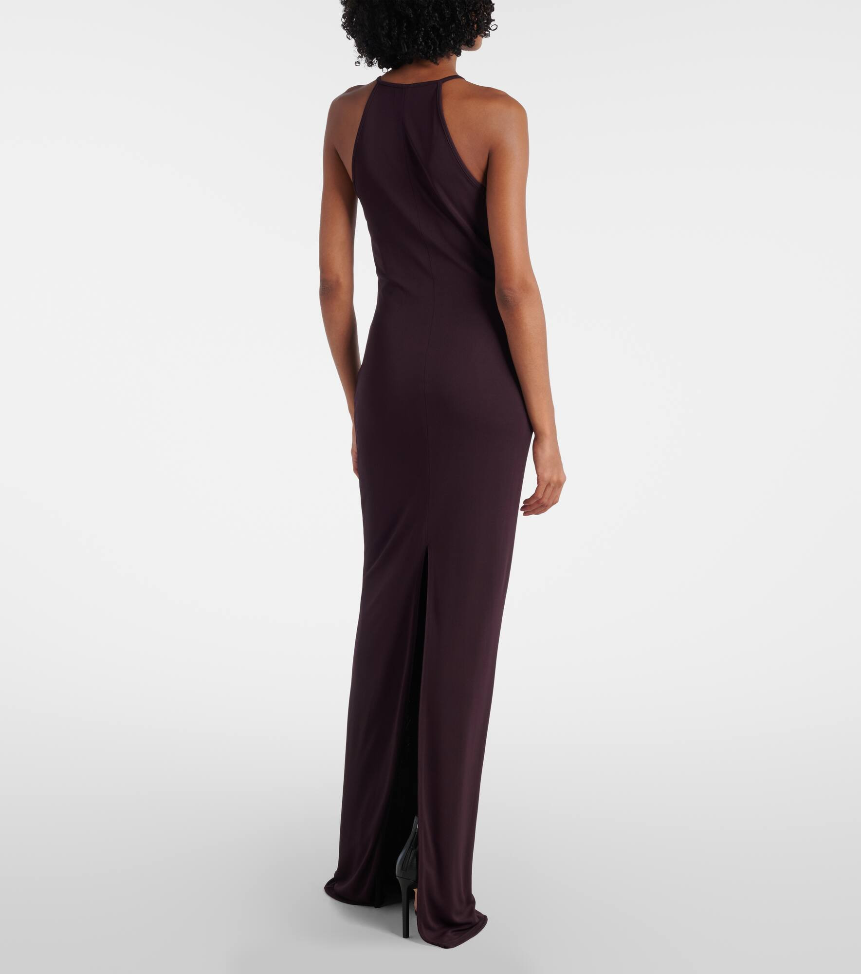 Cutout halterneck crêpe jersey gown - 3