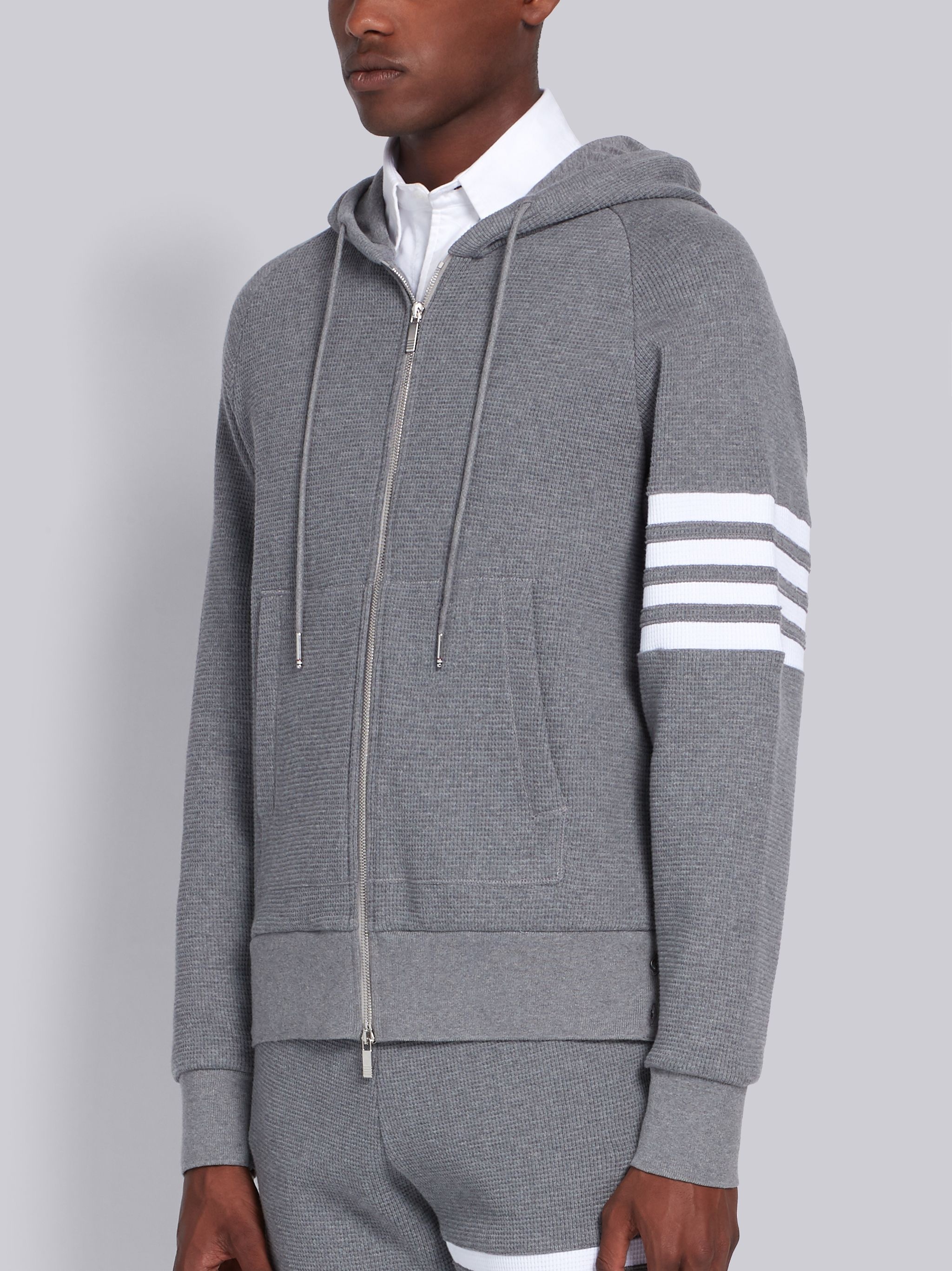 Medium Grey Raglan Sleeve 4-Bar Hoodie - 2