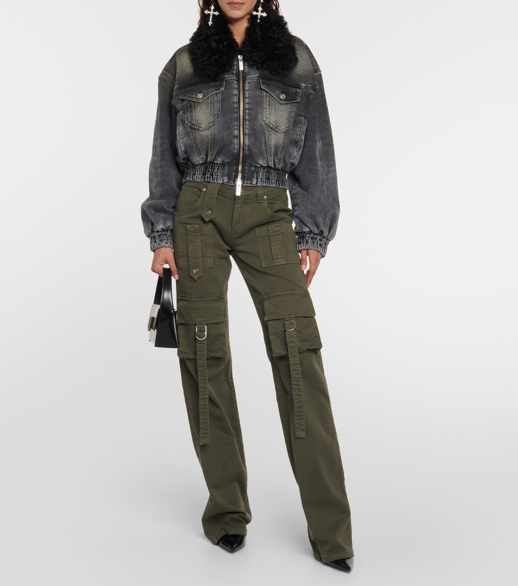 Faux fur-trimmed denim jacket - 7