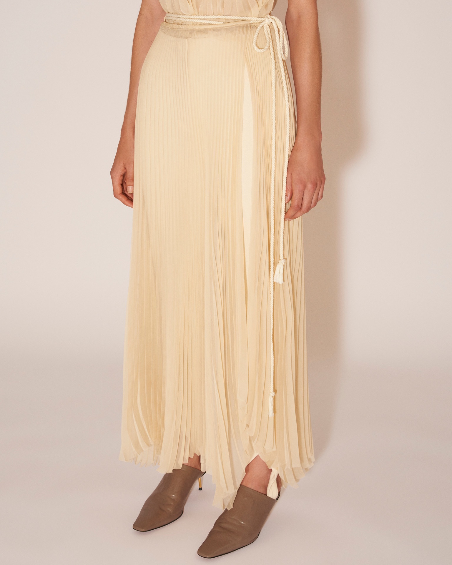BEEJA - Pleated midi skirt - Cream - 5