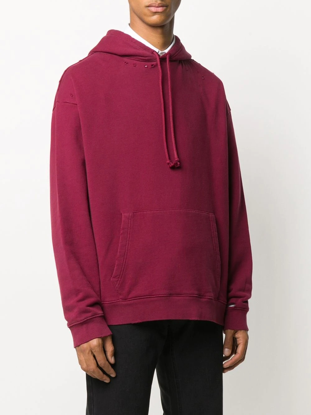 ripped detail logo print hoodie - 4