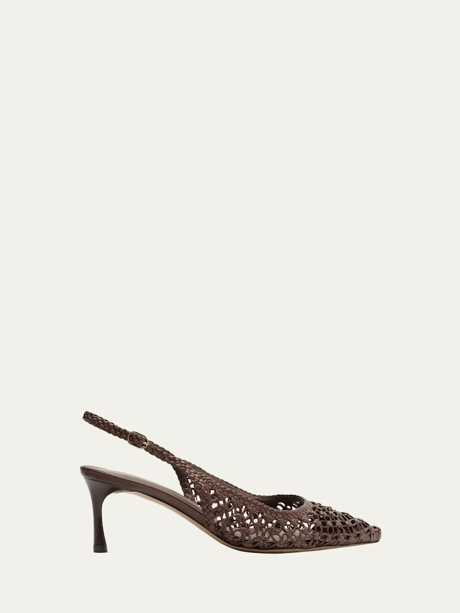 Jane Woven Leather Slingback Pumps - 1