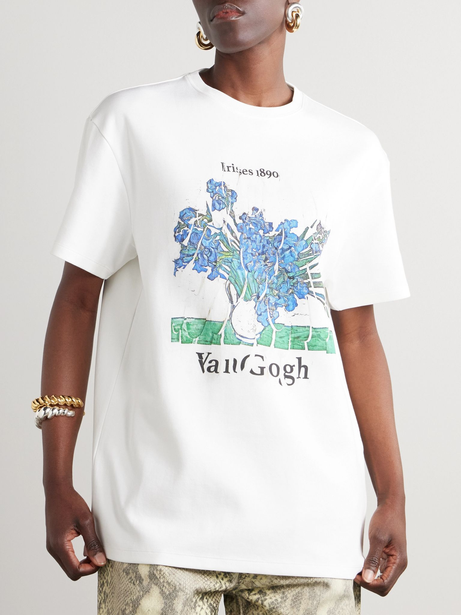 Printed cotton-blend jersey T-shirt White - 3