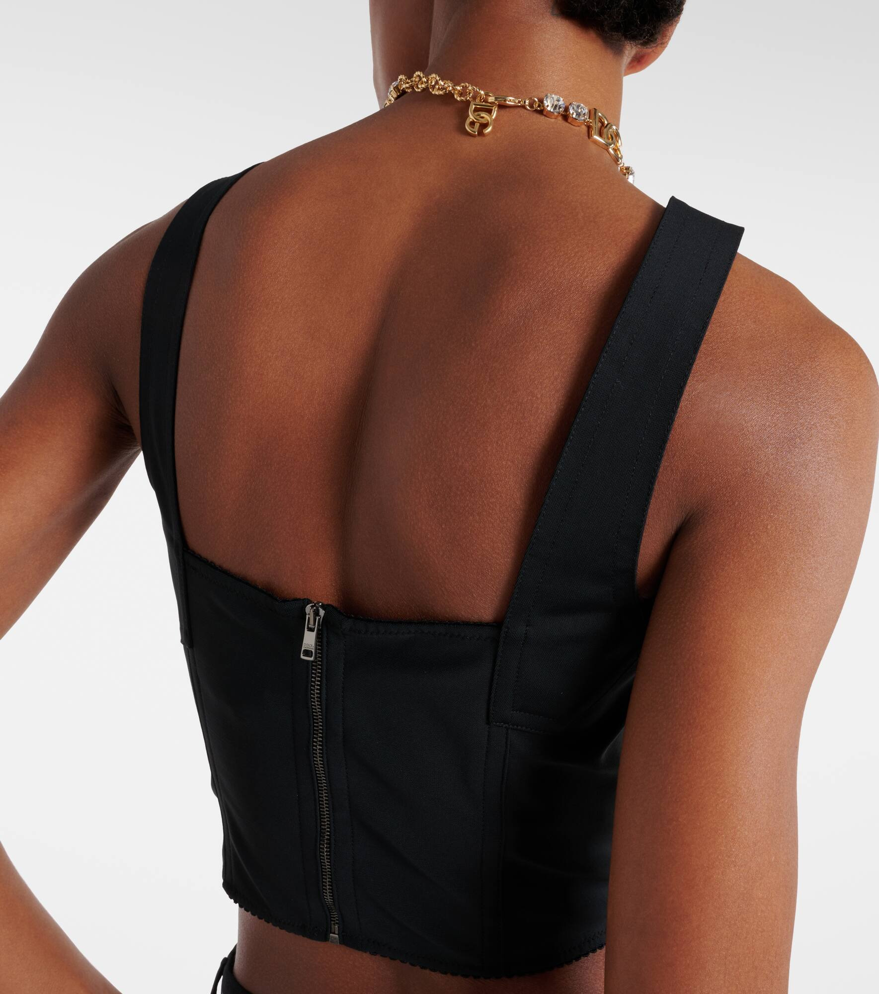 Lace-trimmed jacquard bustier - 5