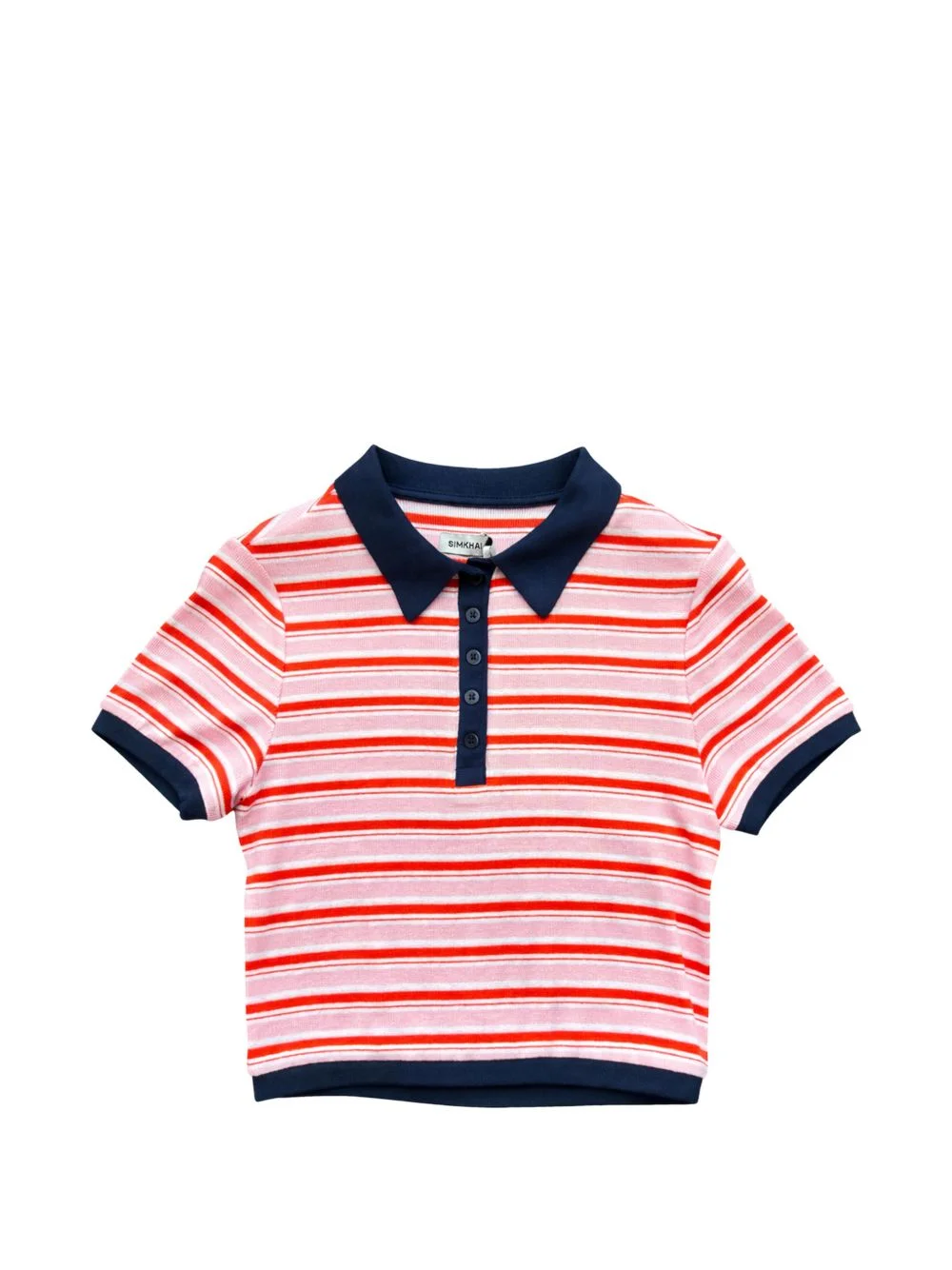 striped knitted polo top - 1