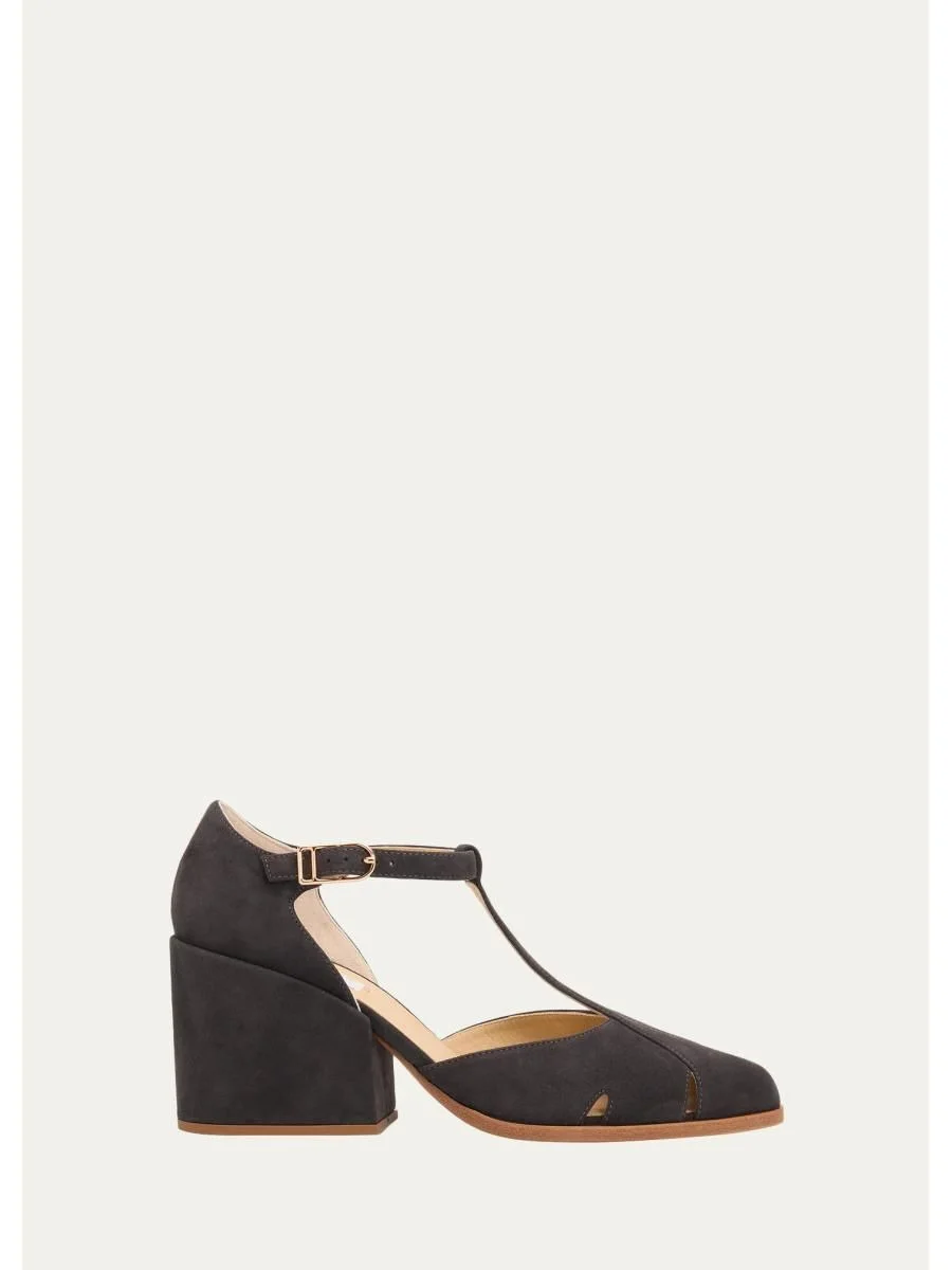 80mm Hawes Suede T-Strap Sandals - 1