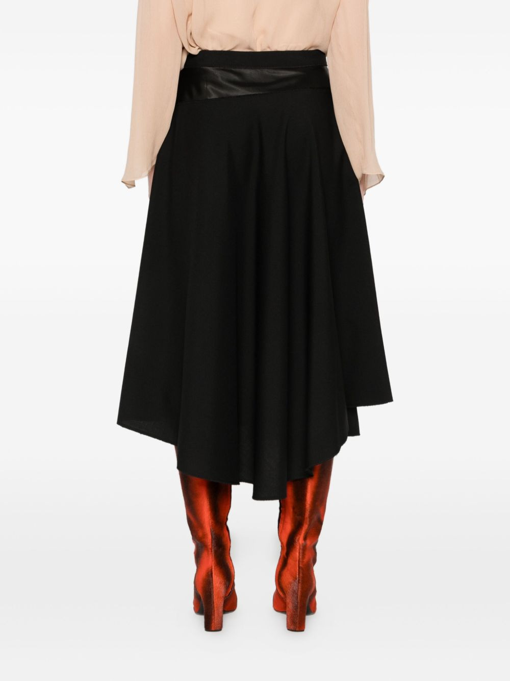 satin-panel midi skirt - 4