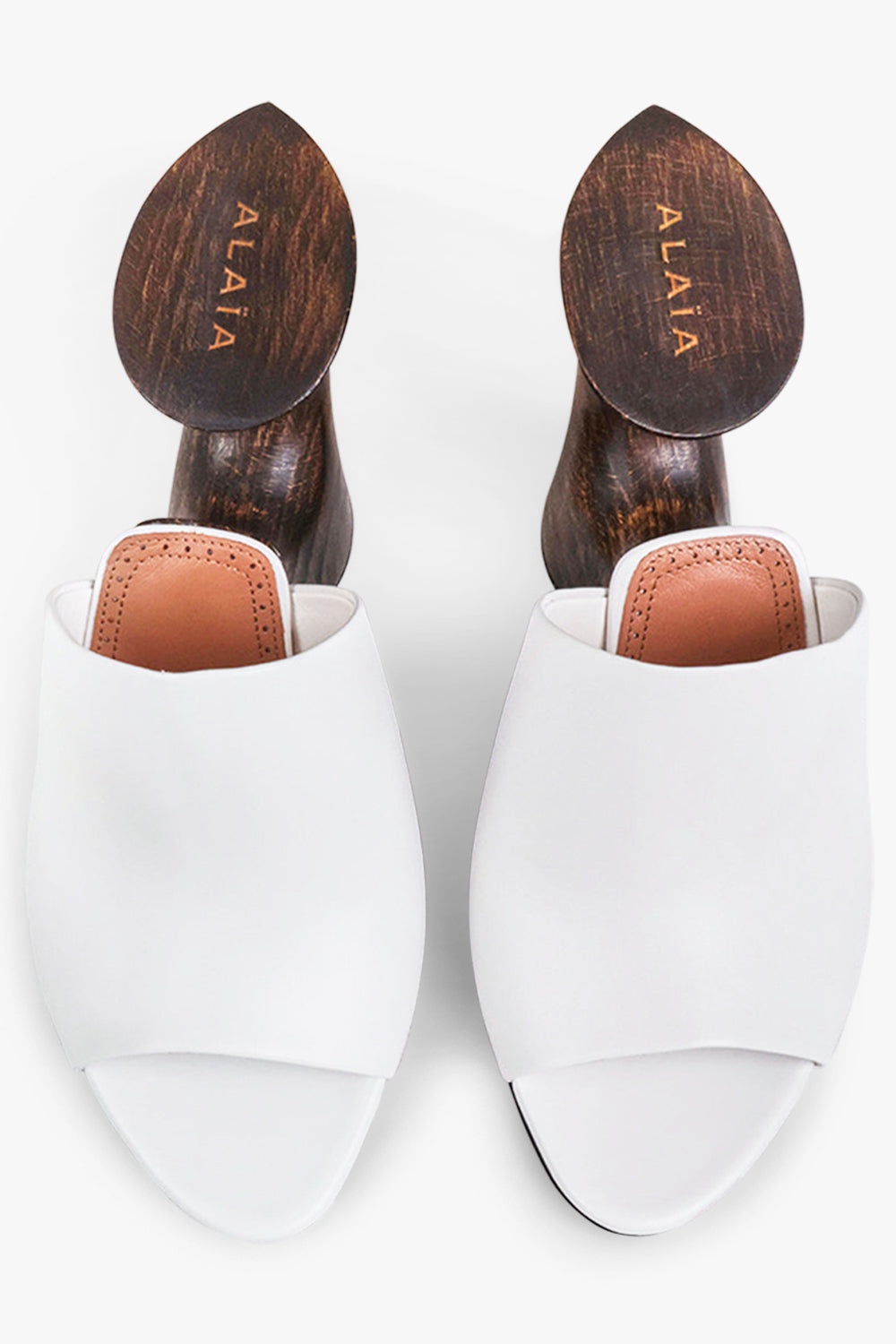 LA SCULPTURE CALFSKIN AND WOOD 100MM MULE | WHITE - 3