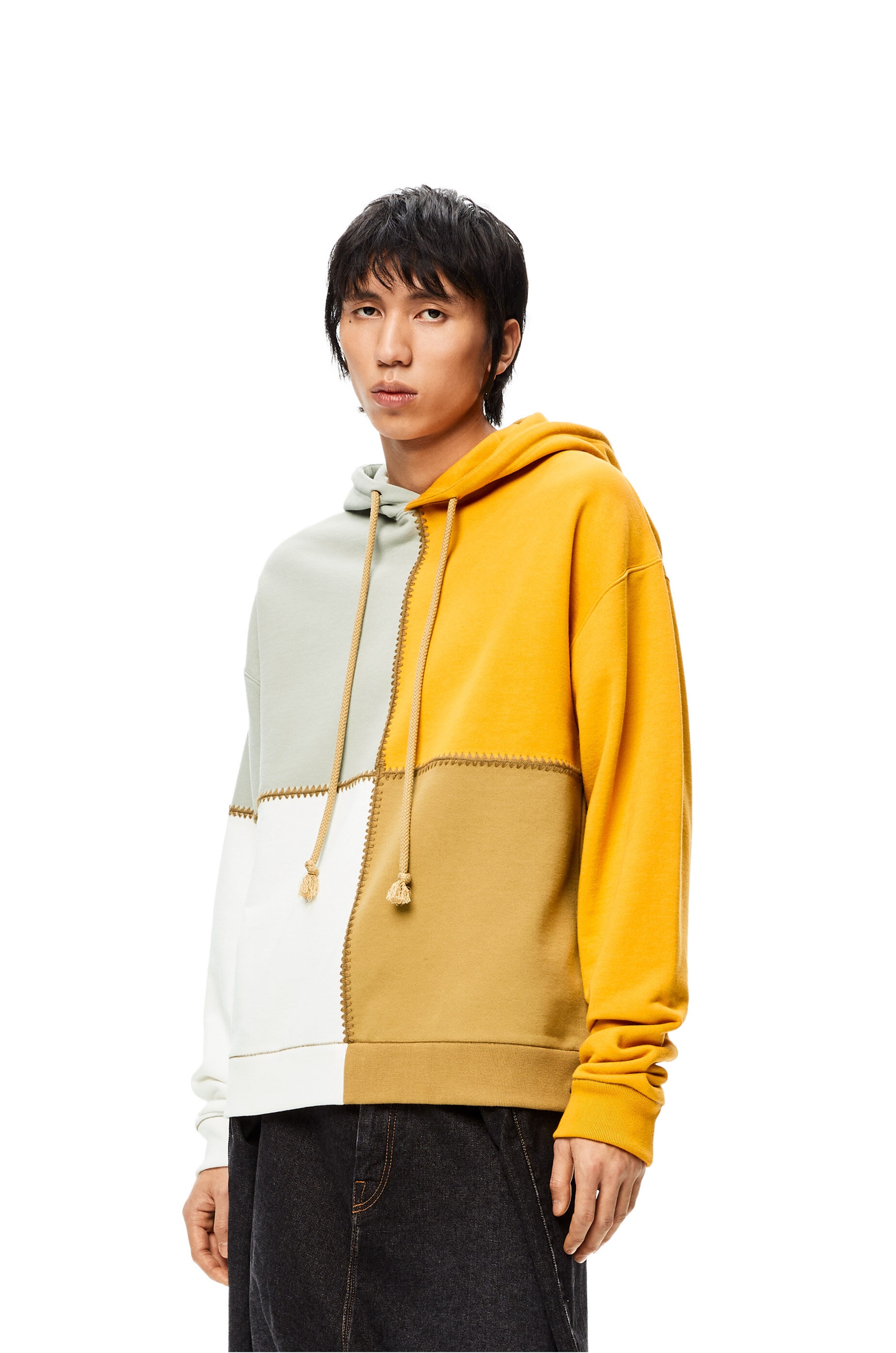 Multicolour stitched hoodie in cotton - 3