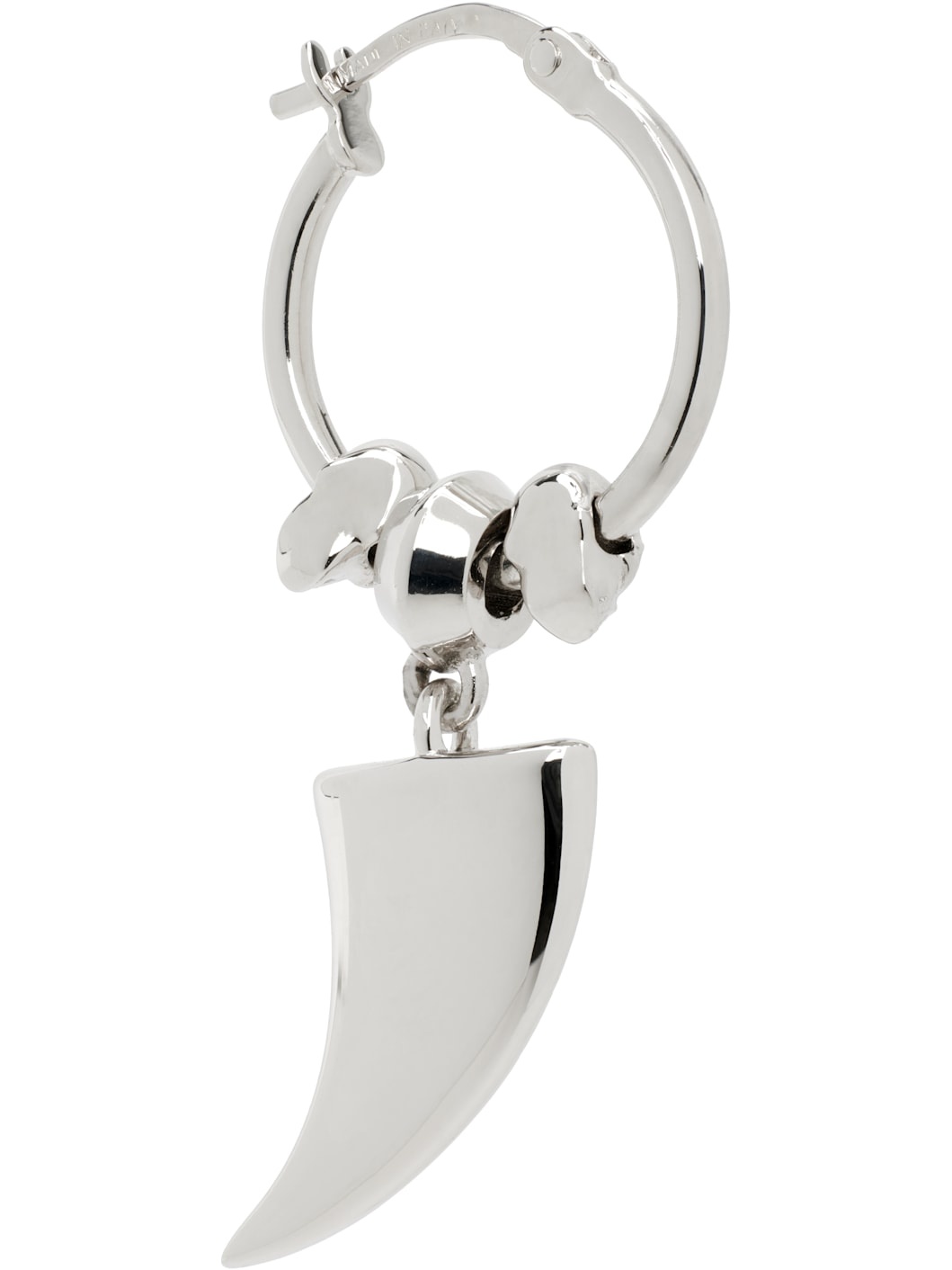 Silver Tiger Claw Single Hoop Earring - 2