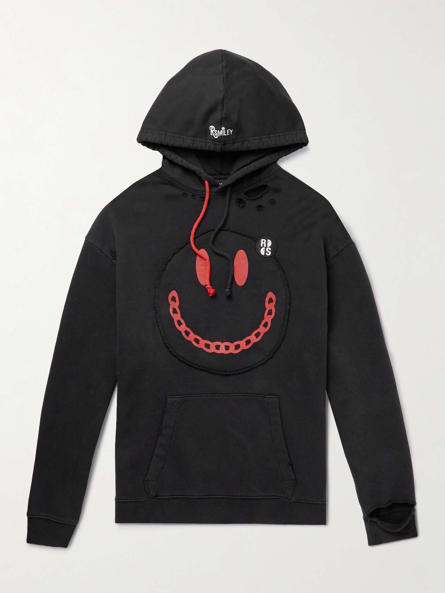 Raf Simons + Smiley Logo-Appliquéd Distressed Printed Cotton 