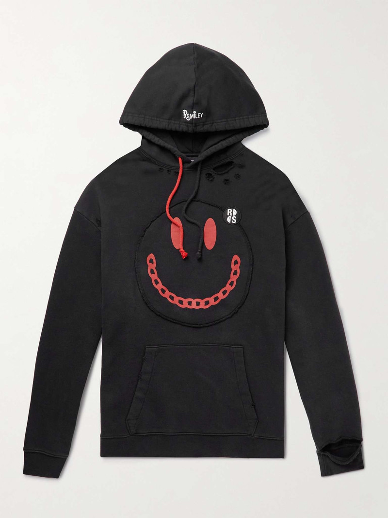 + 스마일 로고-Appliquéd는 면-Jersey Hoodie 인쇄 - 1