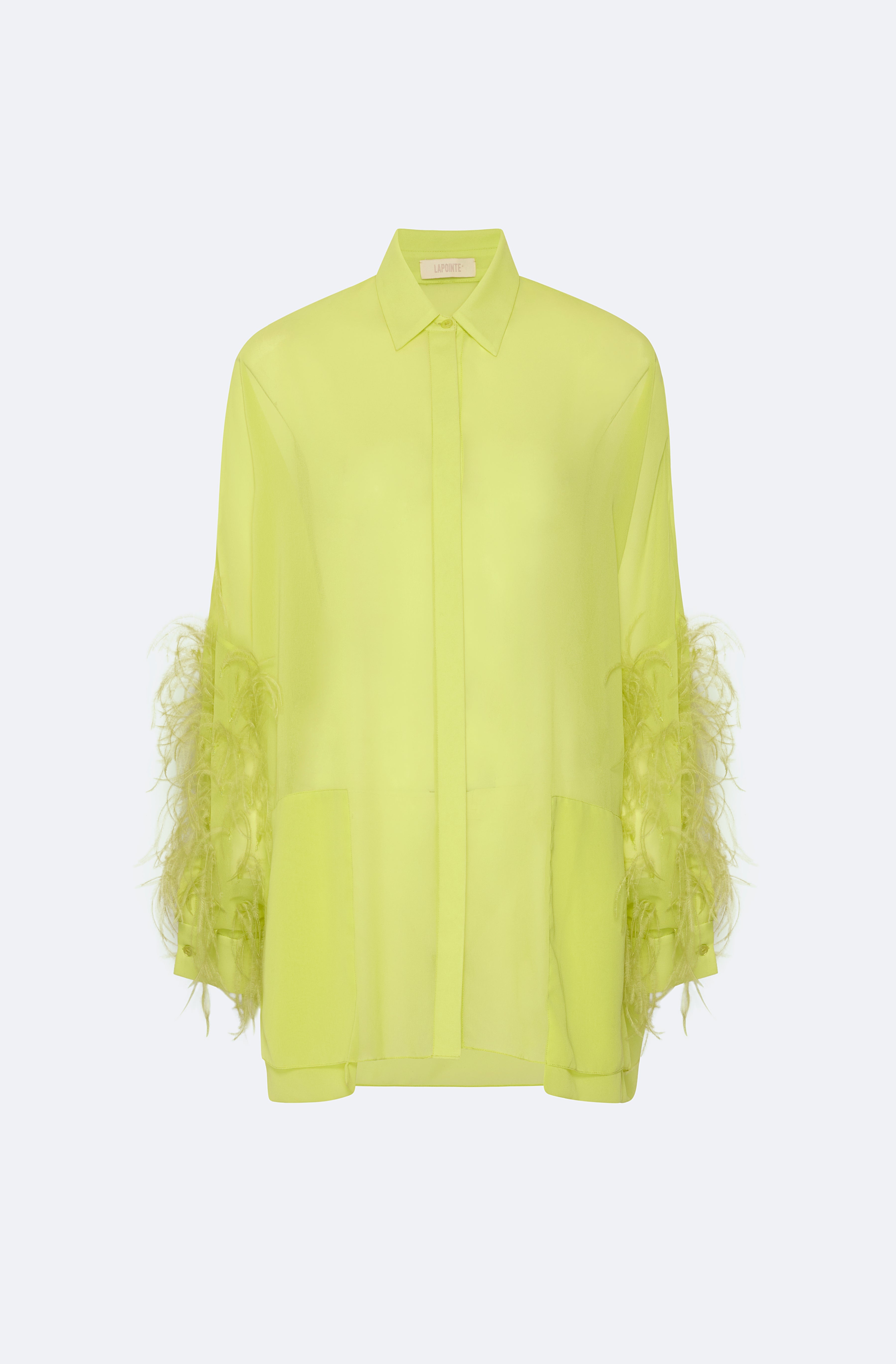 Georgette Oversized Shirt With Feathers - 1