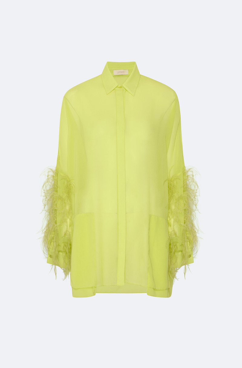Georgette Oversized Shirt With Feathers 1