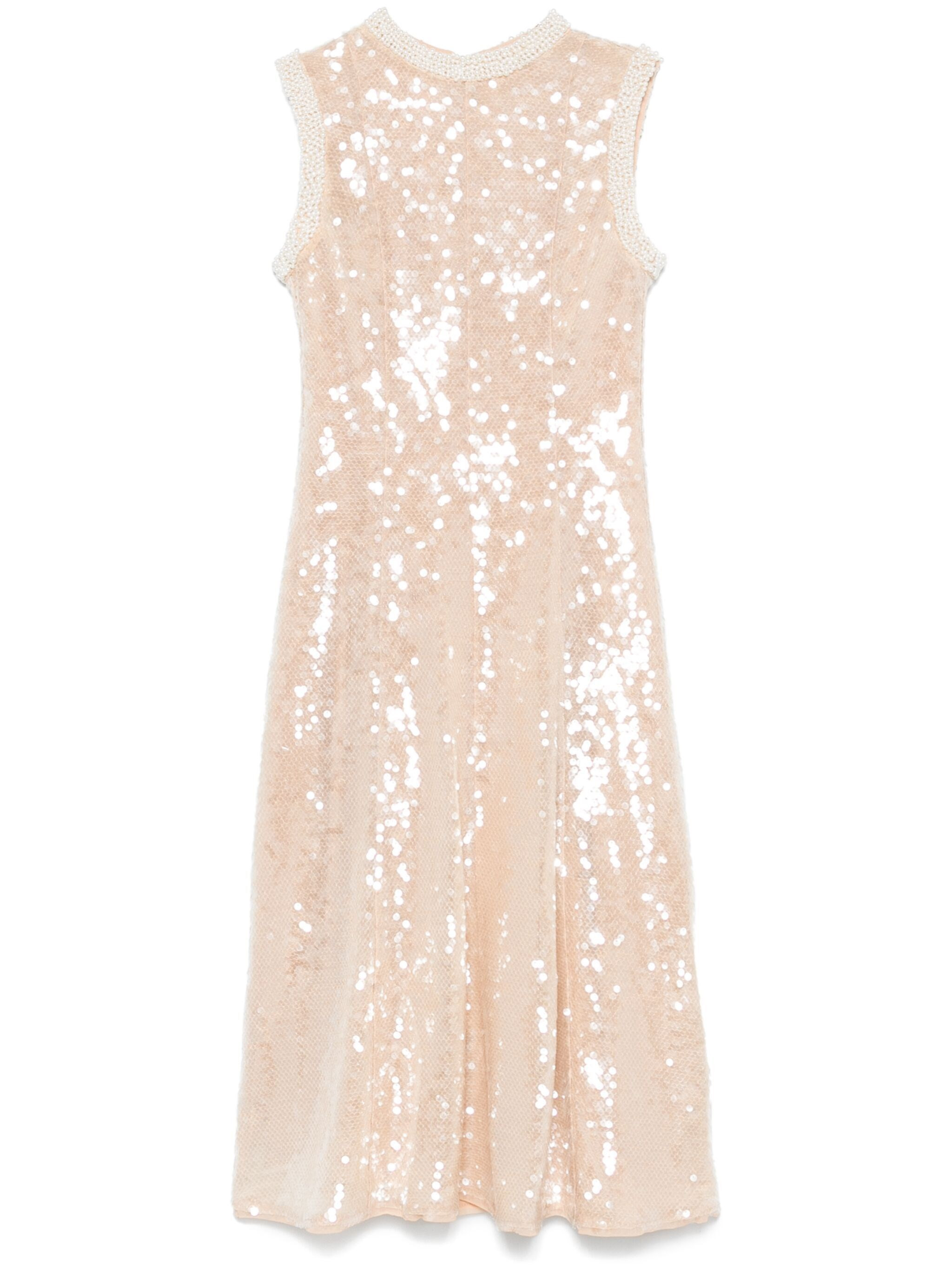 SEQUIN PEARL TRIM MIDI DRESS - 1