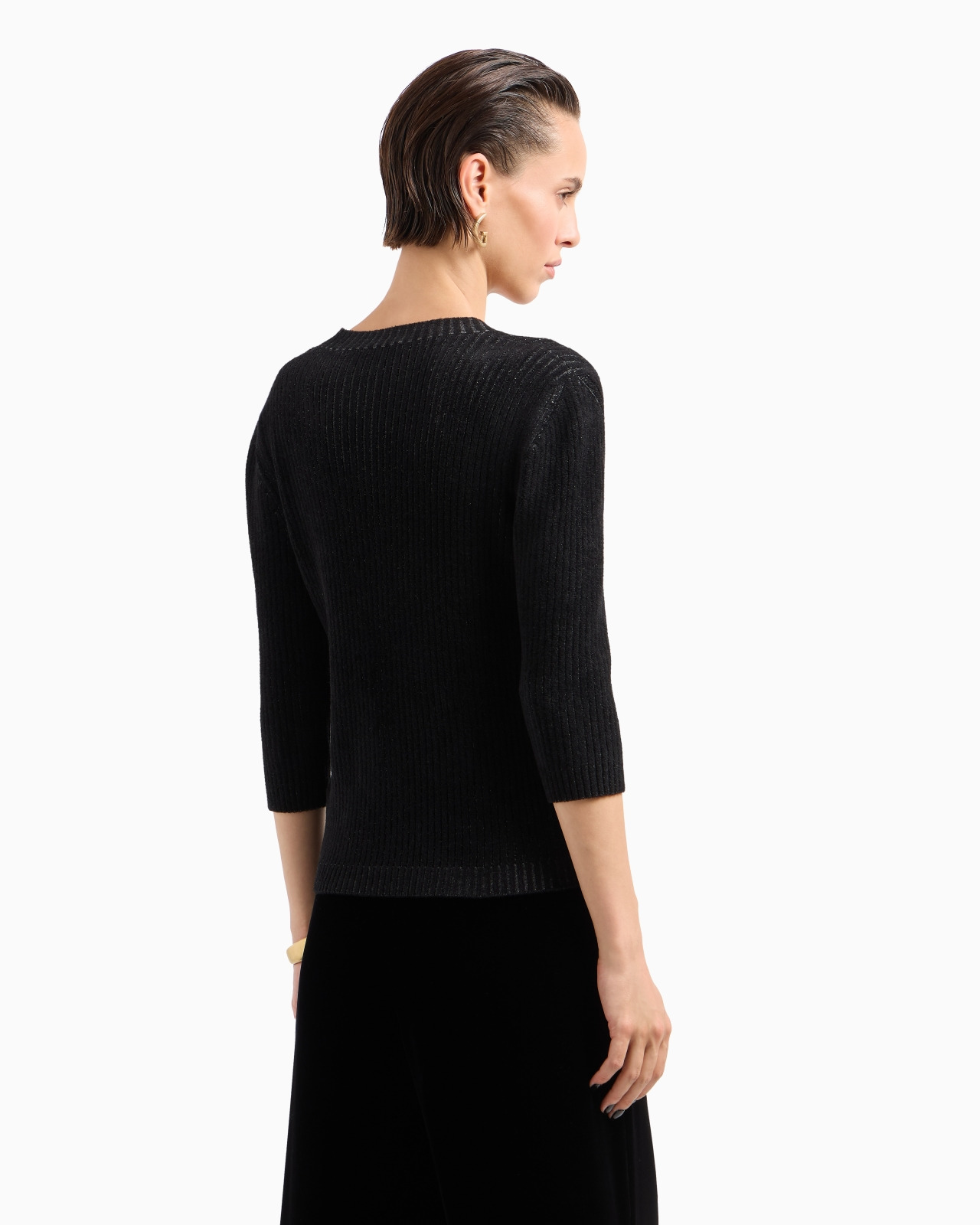 Virgin wool and viscose-blend V-neck jumper - 3