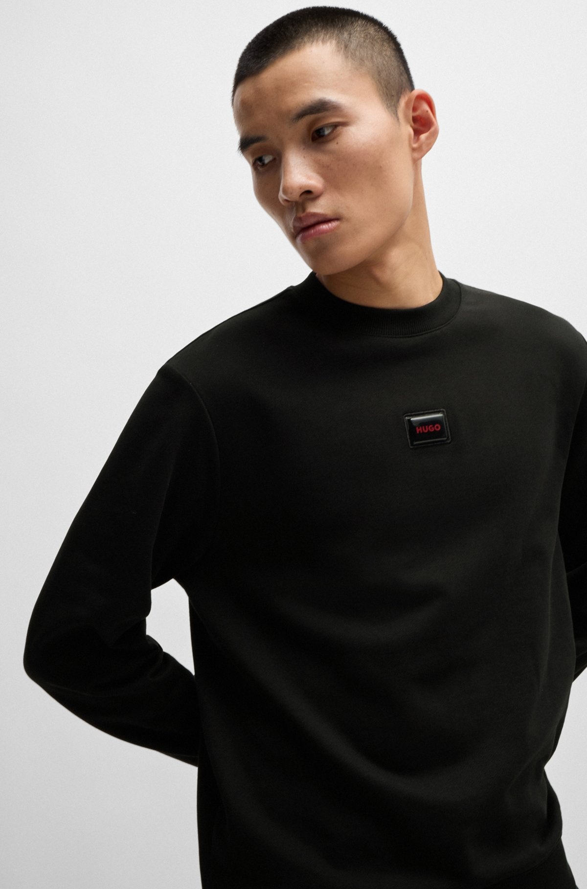 COTTON-TERRY REGULAR-FIT SWEATSHIRT WITH LOGO TRIM - 3