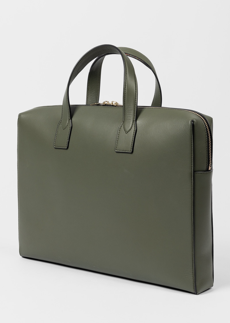 Signature Stripe Trim Forest Green Calf Leather Folio 4