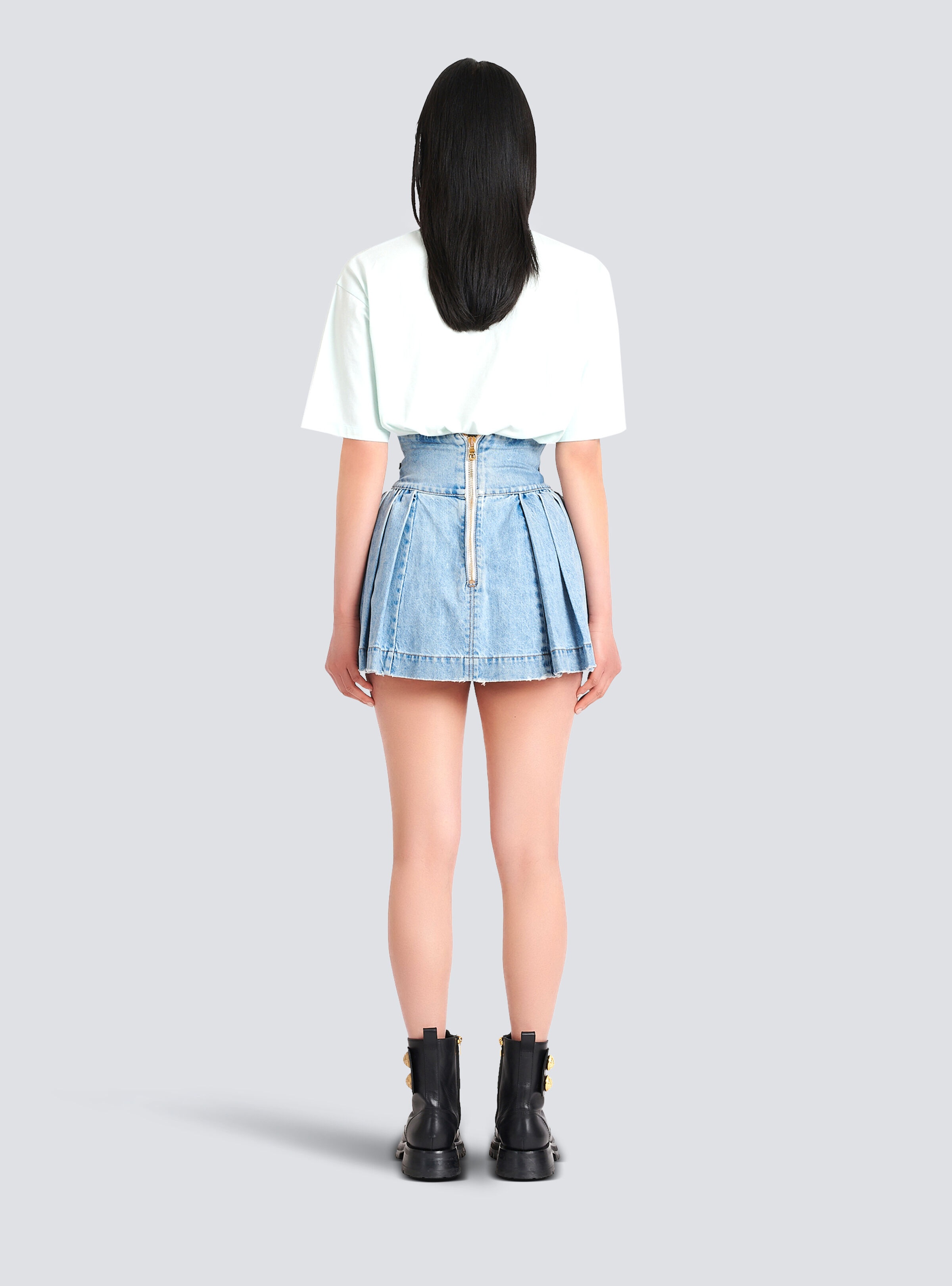 Denim high-waisted skirt - 4