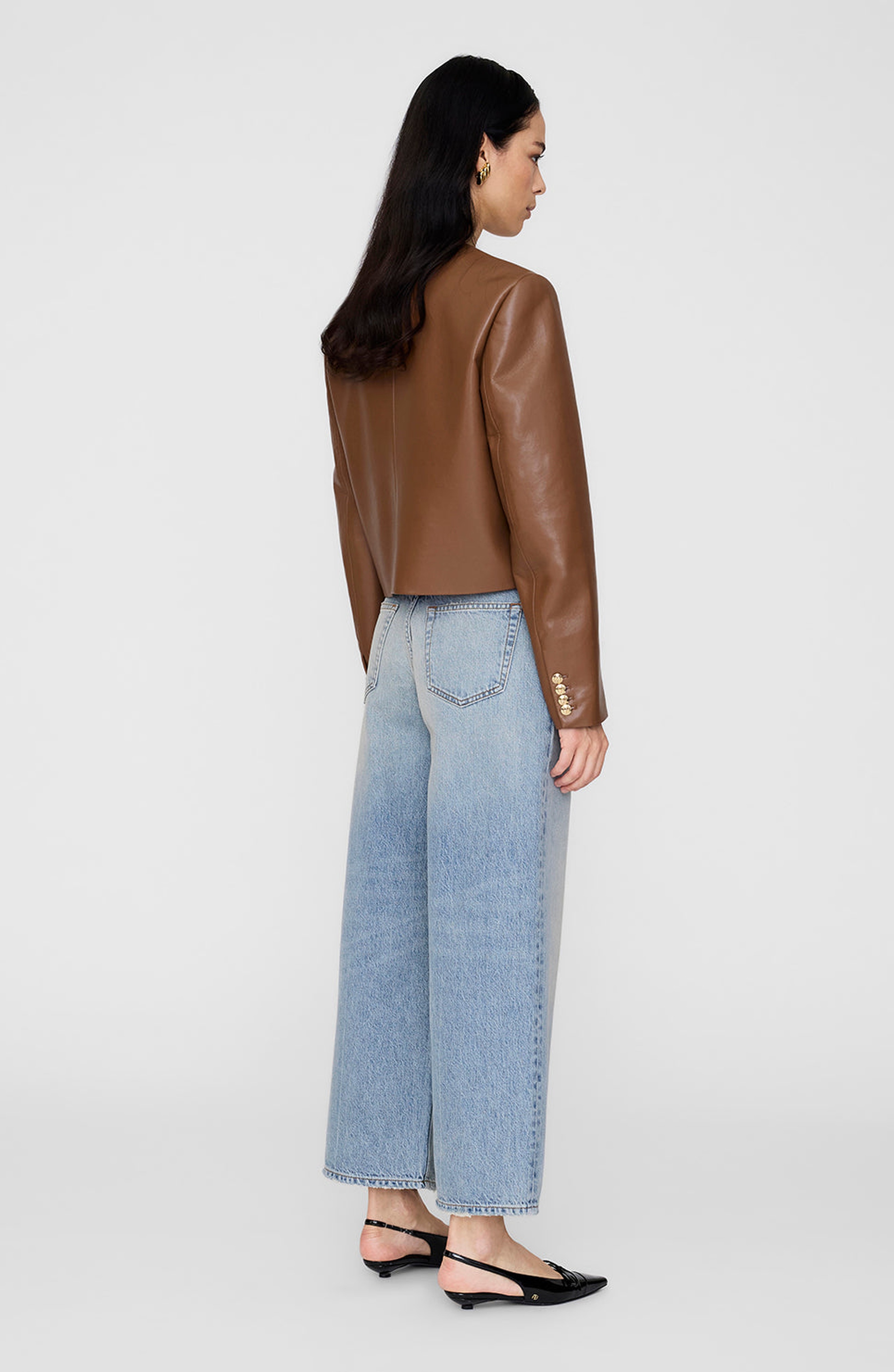 ANINE BING Amber Recycled Leather Jacket in Cognac at Nordstrom - 2