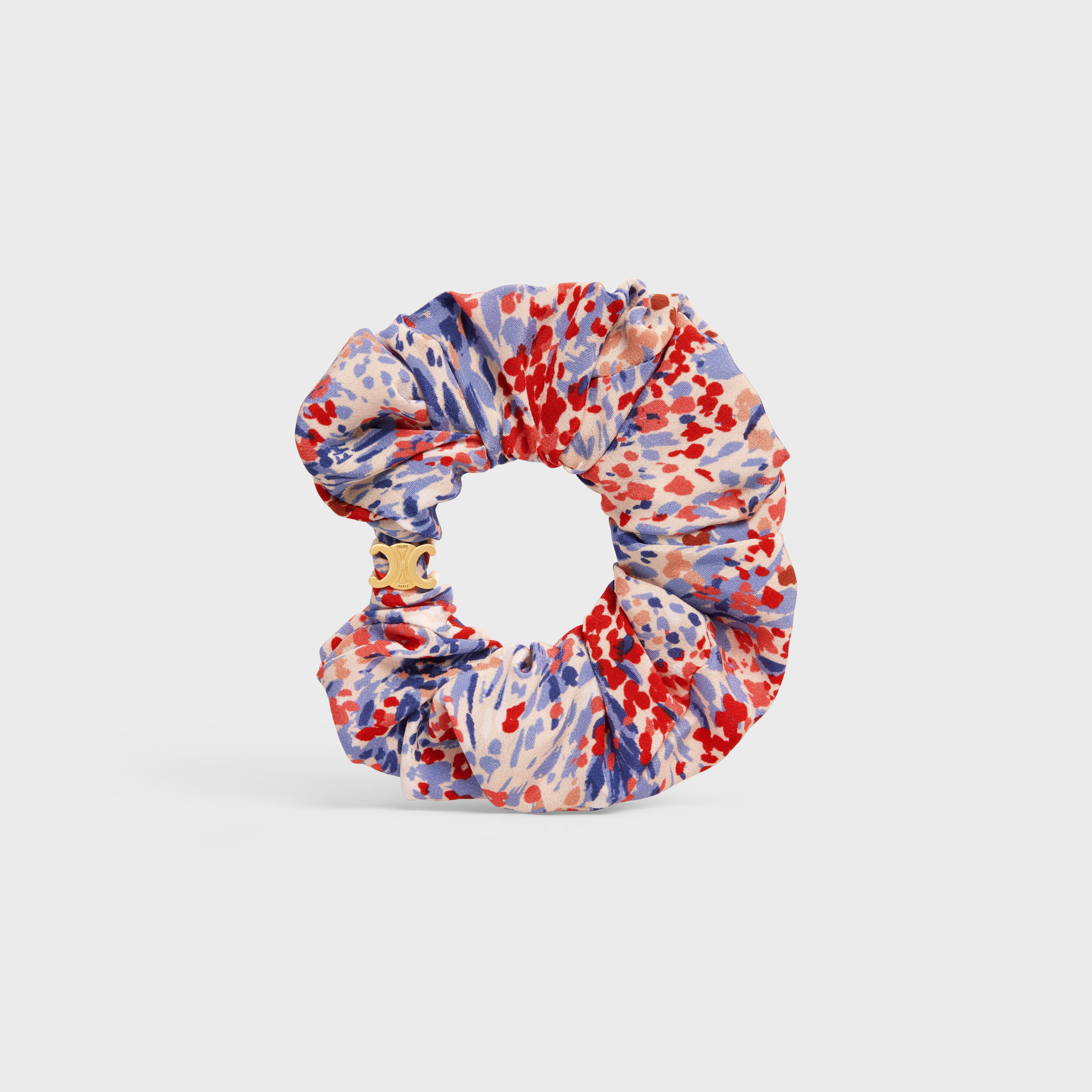 Scrunchy Celine Color Dots Bracelet in Brass with Gold Finish and White Silk - 1