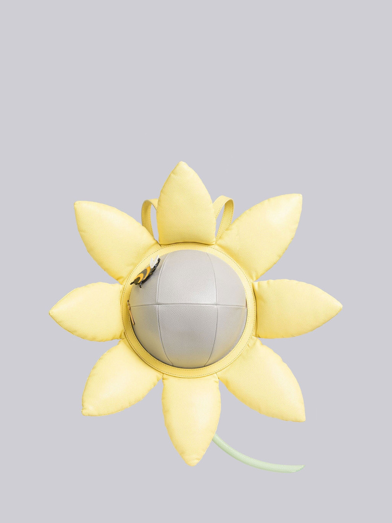 Pebble Grain Leather Flower Backpack 1