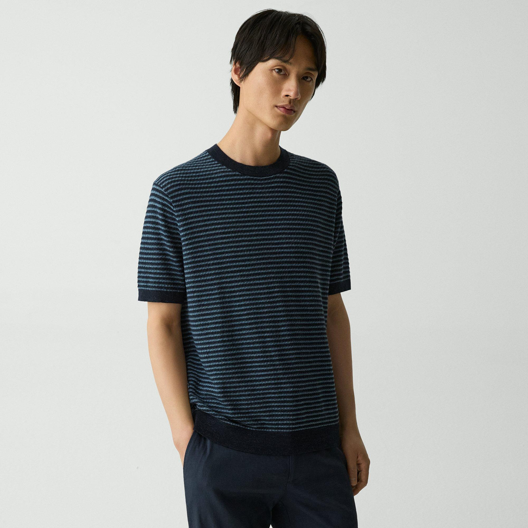 Striped Tee in Pacific Linen - 2