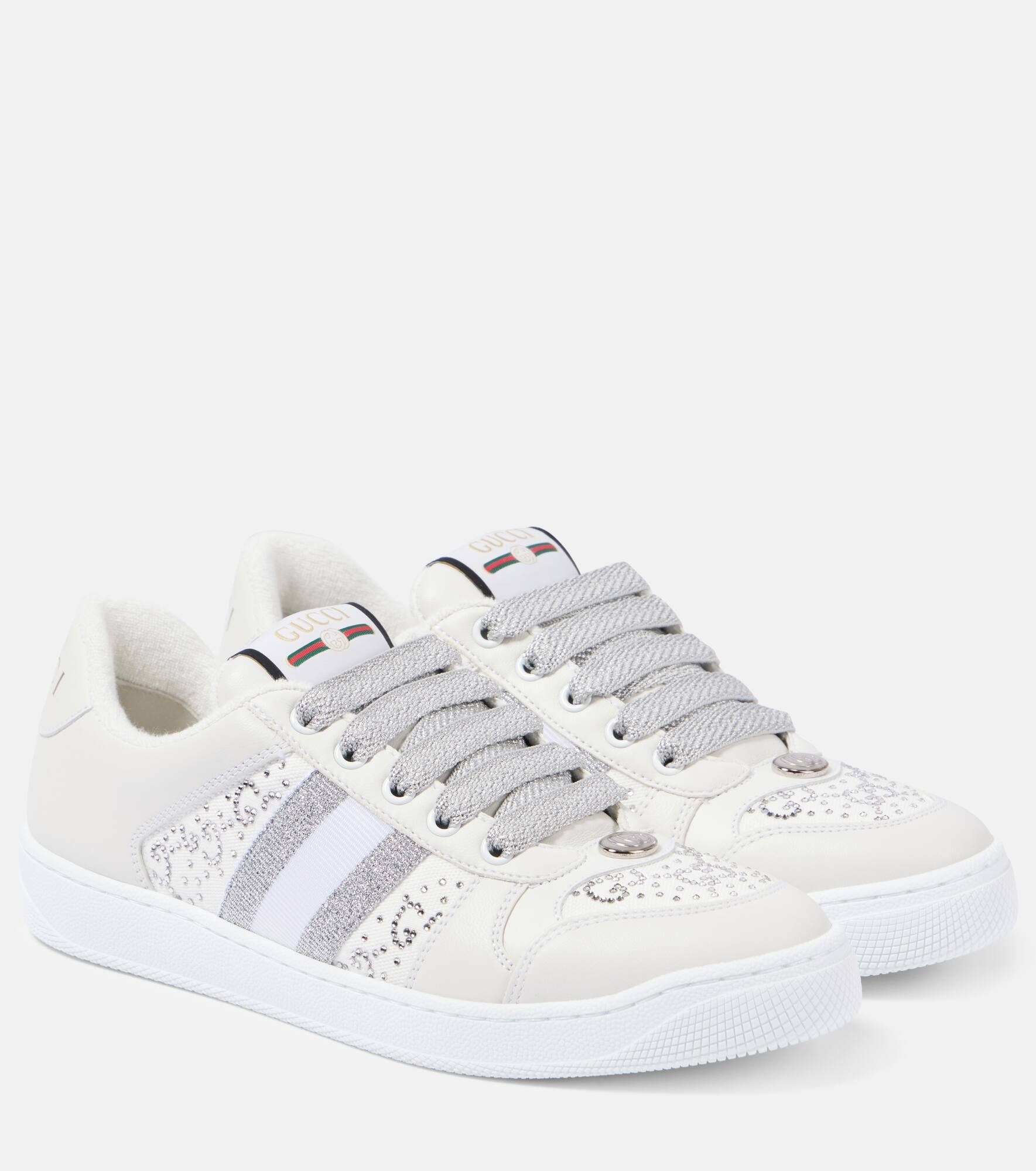 Screener embellished leather sneakers - 1