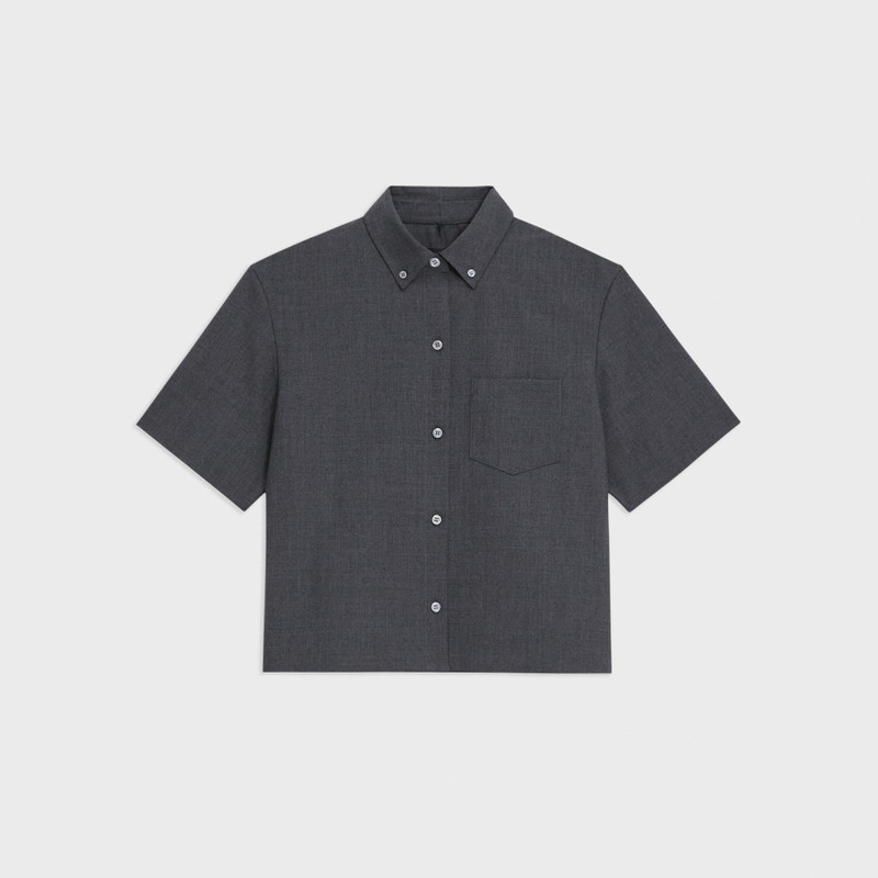 Cropped Short-Sleeve Shirt in Good Wool 1