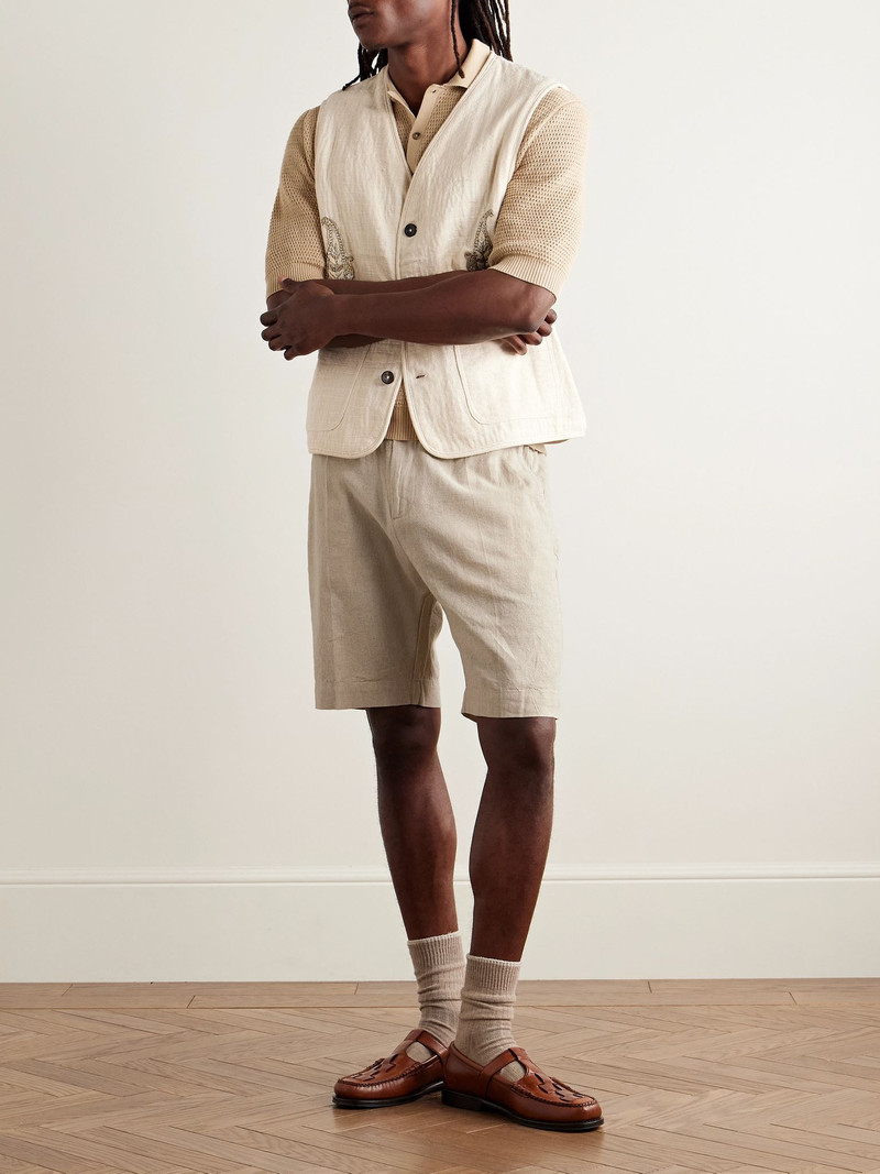 NN07 Billie 5397 Straight-Leg Linen and Organic Cotton-Blend Shorts Cream outlook