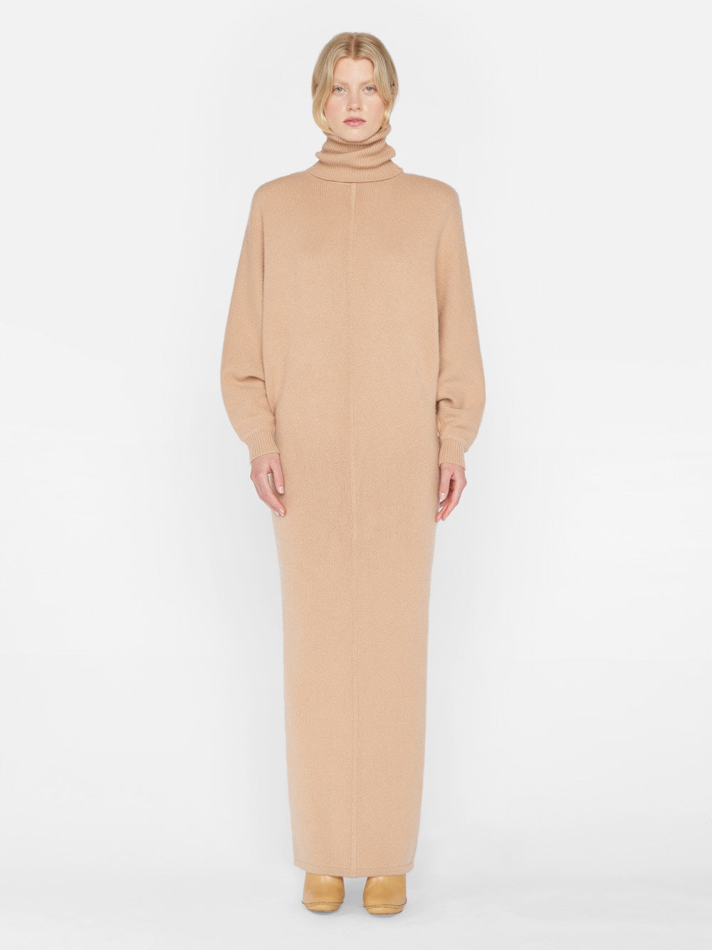 Long Cashmere Dolman Dress in Blush - 3