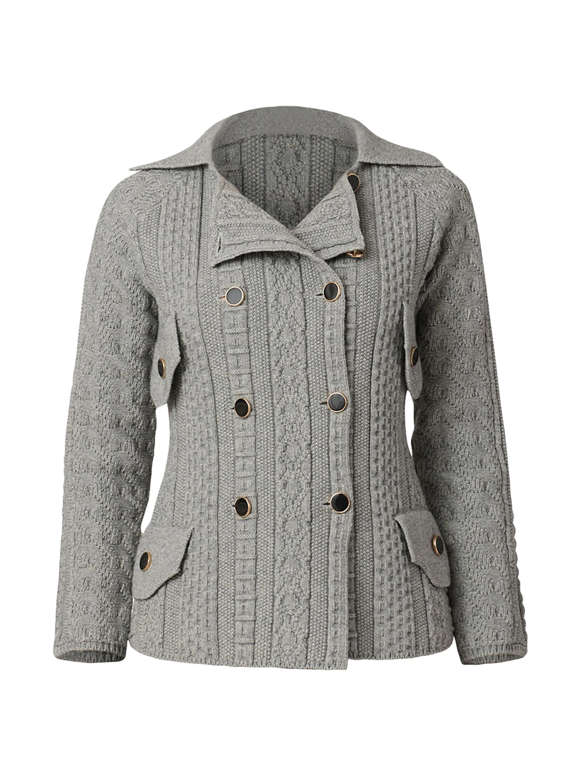 Women's Wes Knit Double-Breasted Jacket - Grey - 1