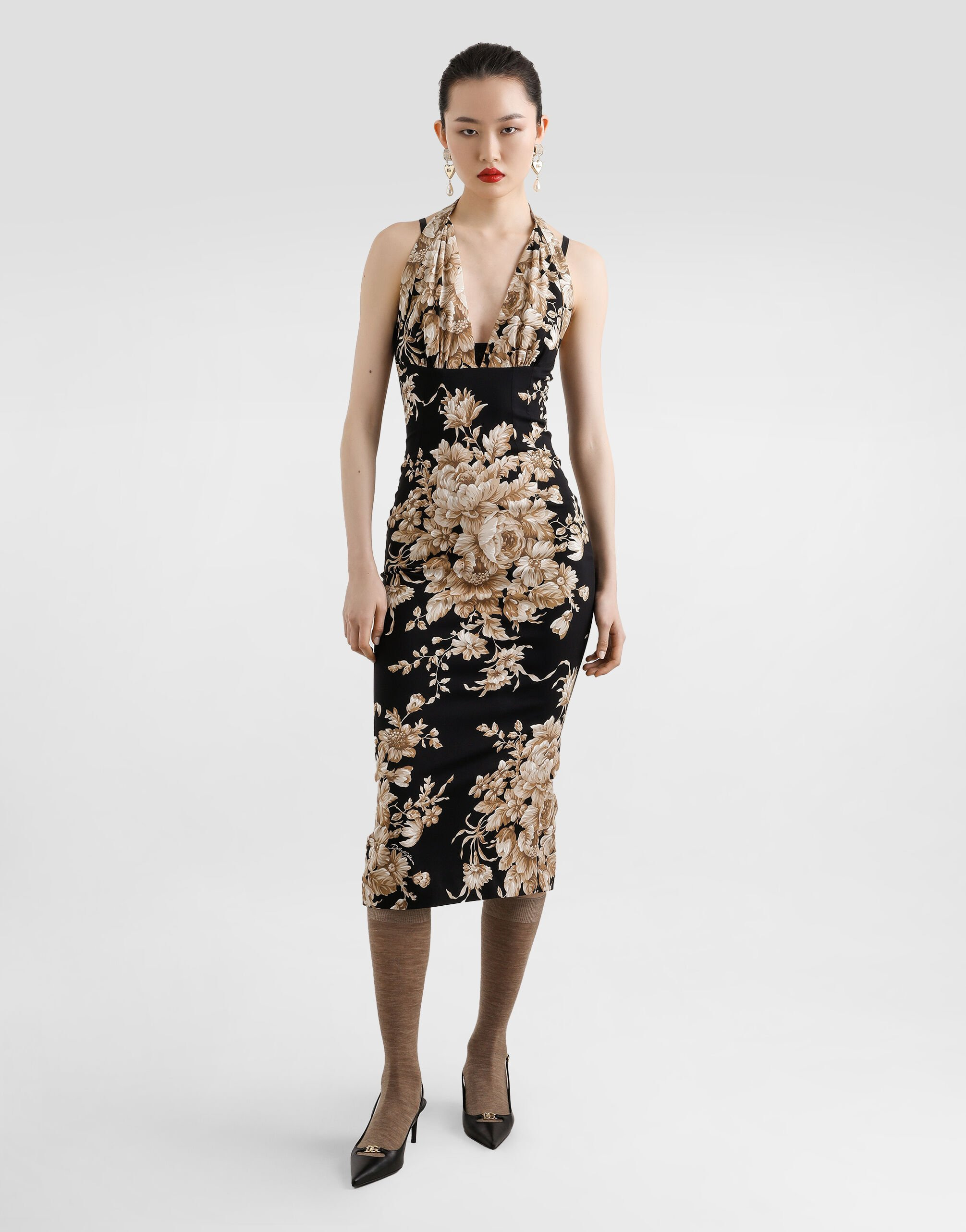 Rose-print charmeuse dress - 2