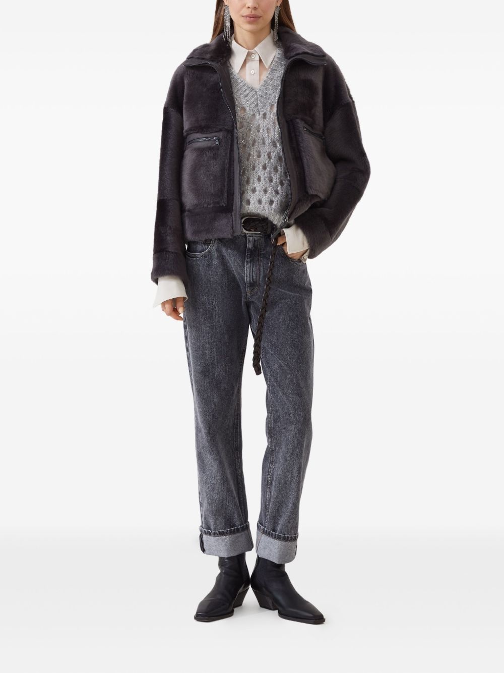 five-pocket cuffed jeans - 2