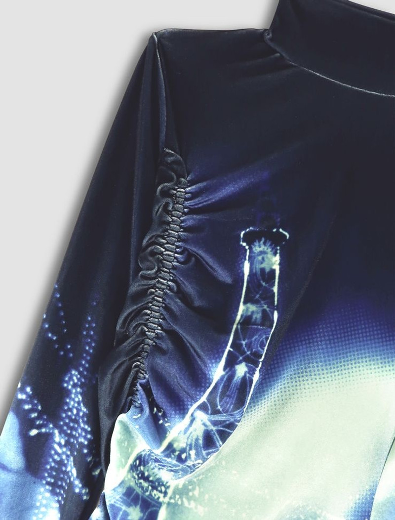 Jean Paul Gaultier Pigalle print long dress in curled velvet outlook