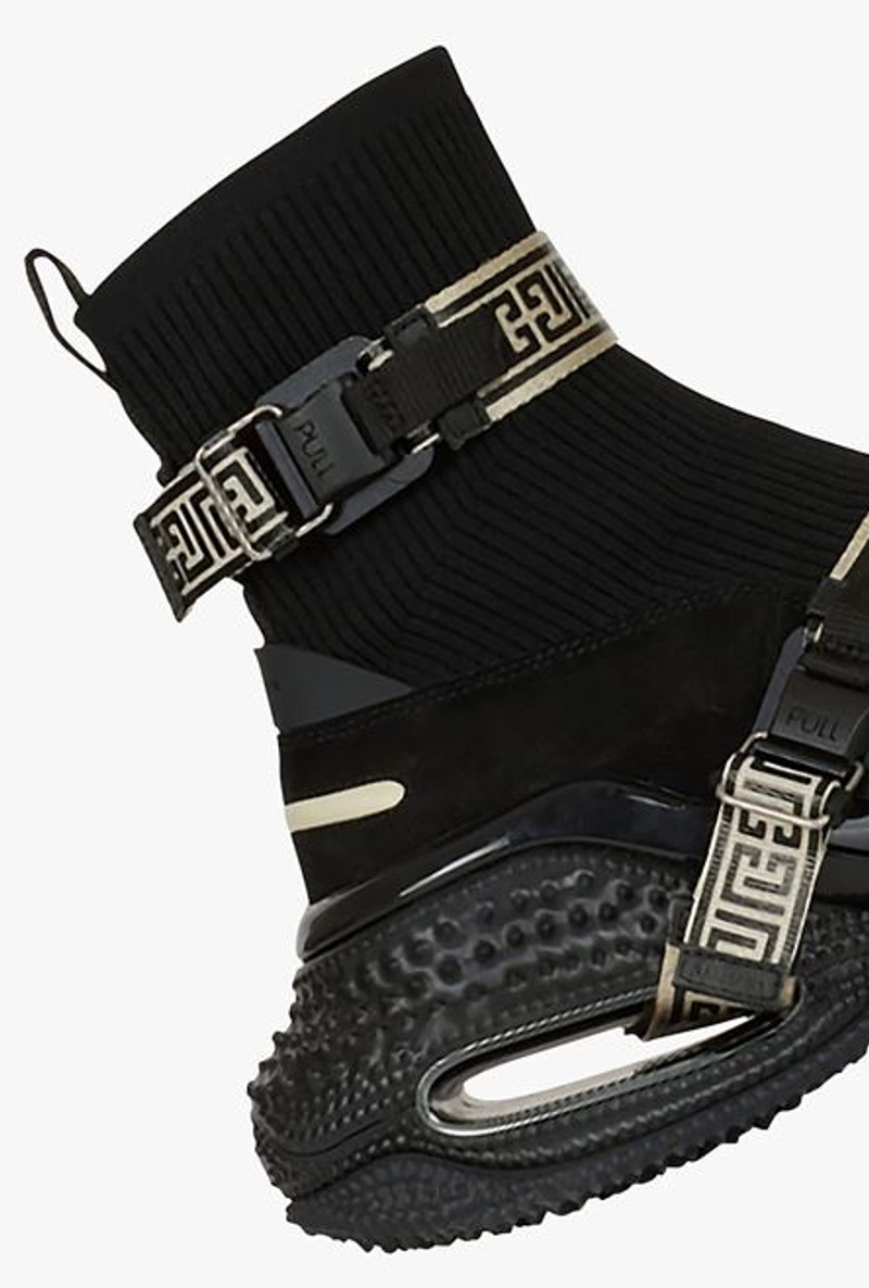 Black knit and suede B-Bold sneakers with straps 7