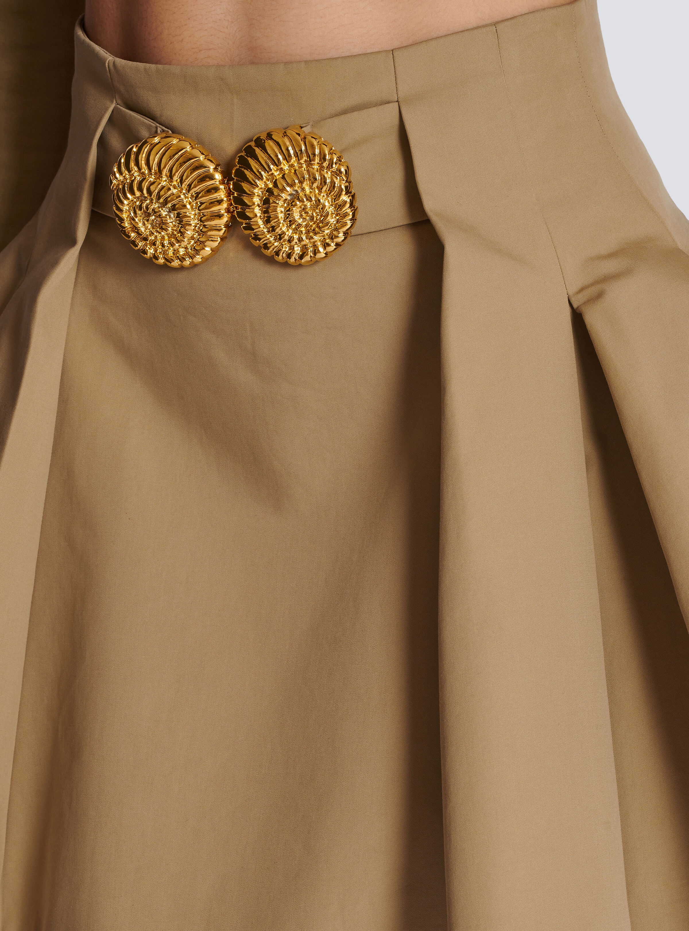 Flared pleated grain de poudre skirt - 6